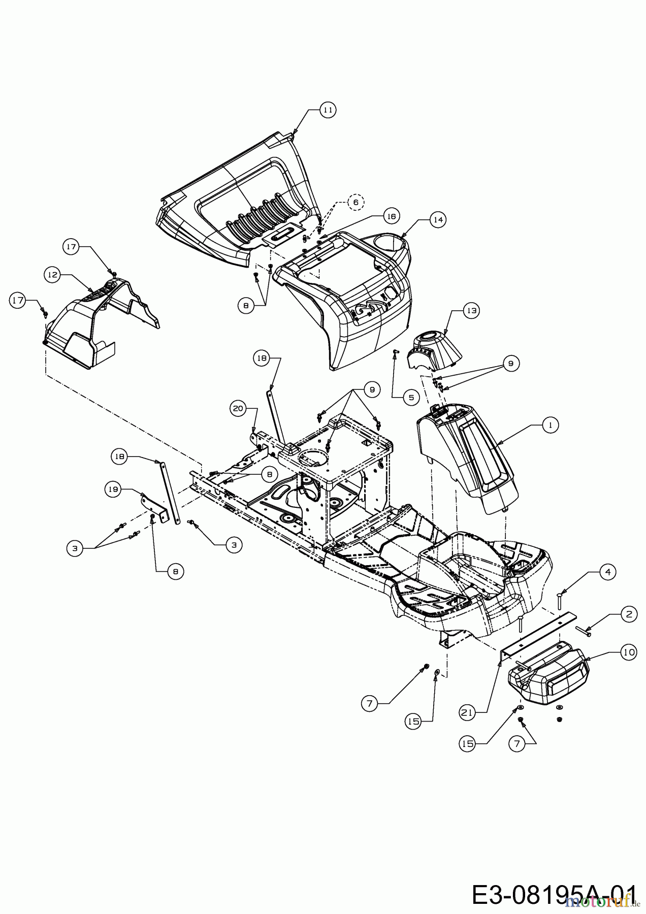  MTD Rasentraktoren Minirider 60 RDE 13A326EC600  (2013) Frontgewicht, Verkleidungen