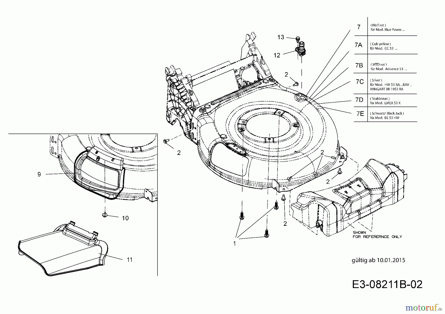 Wolf-Garten Motormäher mit Antrieb WA 53 AHWIS 12A-PV6J650 (2015) Mähwerksgehäuse, ab 10.01.2015