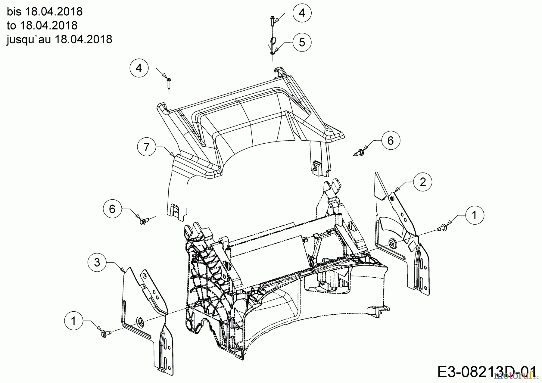 Cub Cadet Motormäher mit Antrieb LM3 DR53S 12BBPVKC603 (2018) Abdeckung hinten, Holmbraketten bis 18.04.2018