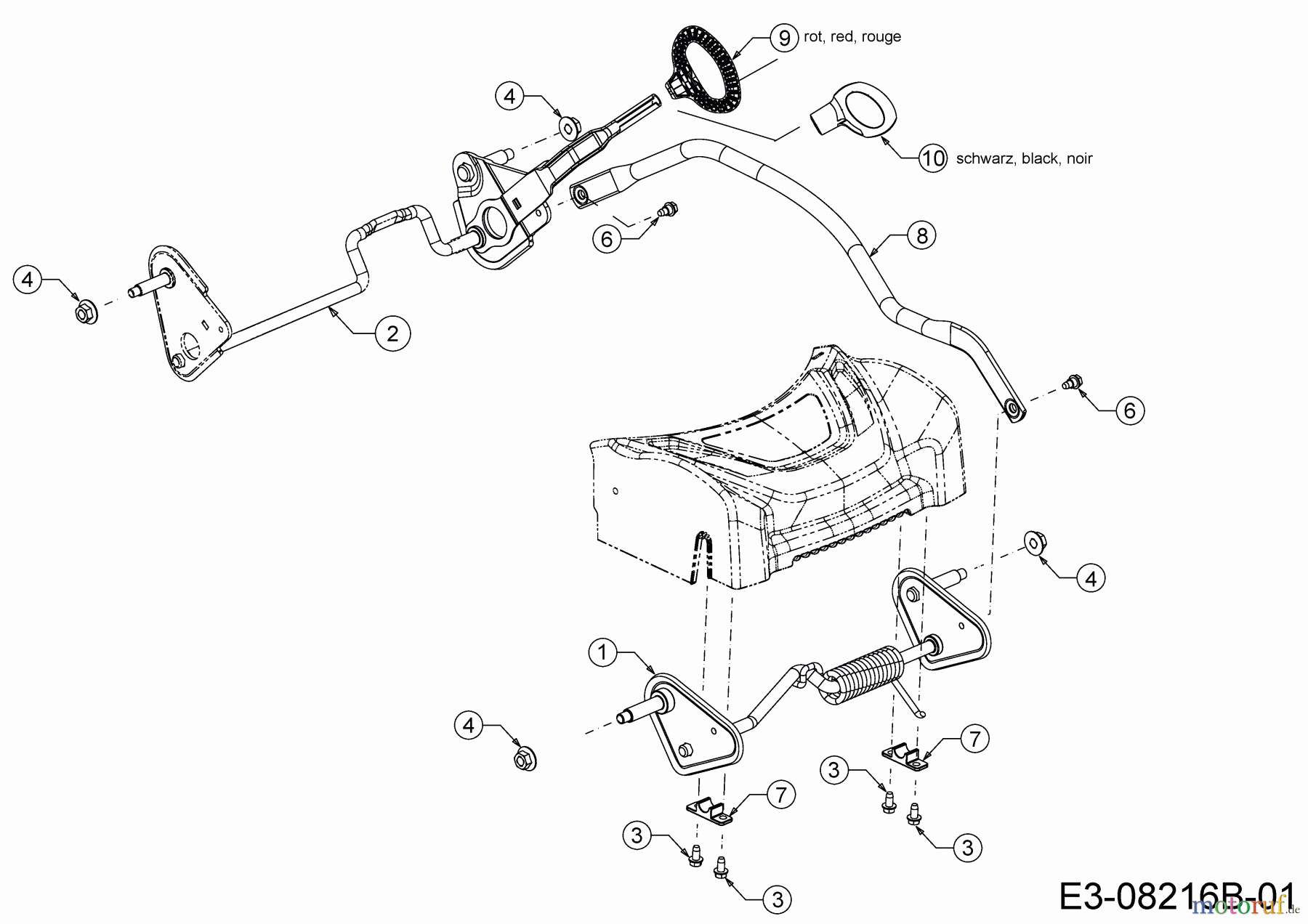  Verts Loisirs Motormäher mit Antrieb VL 53 DPKHW 12AKPN7D617  (2014) Höhenverstellung