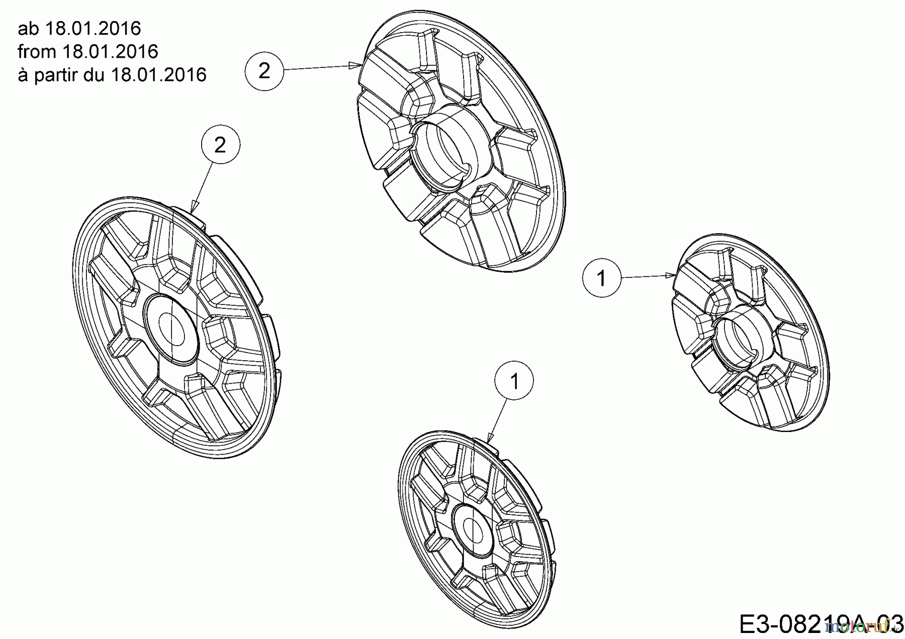 MTD Motormäher mit Antrieb SP 53 HWB 12B-PF7B648  (2016) Radkappen ab 18.01.2016