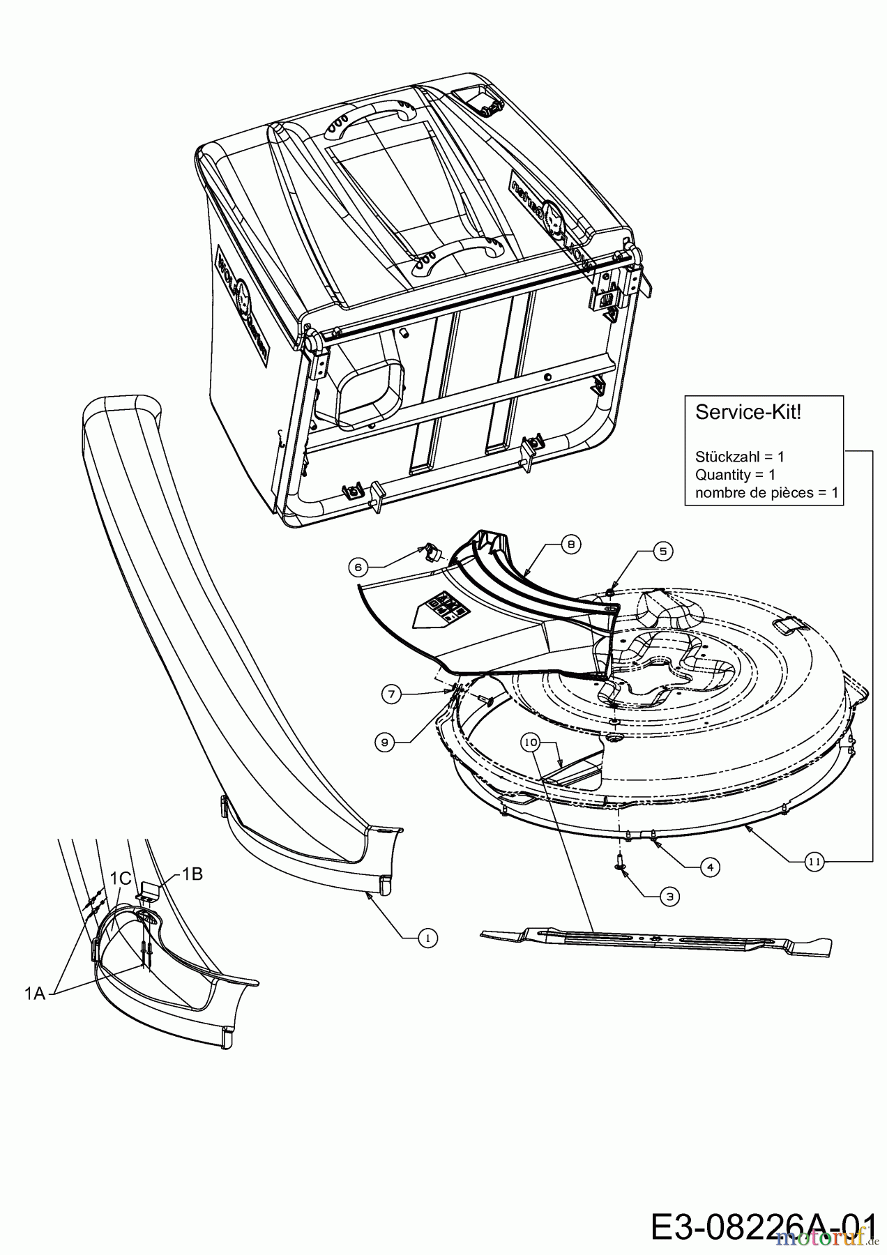 WOLF-Garten Expert Rasentraktoren Expert Scooter Pro 13B226ED650 (2013) Auswurfschacht, Deflektor, Messer
