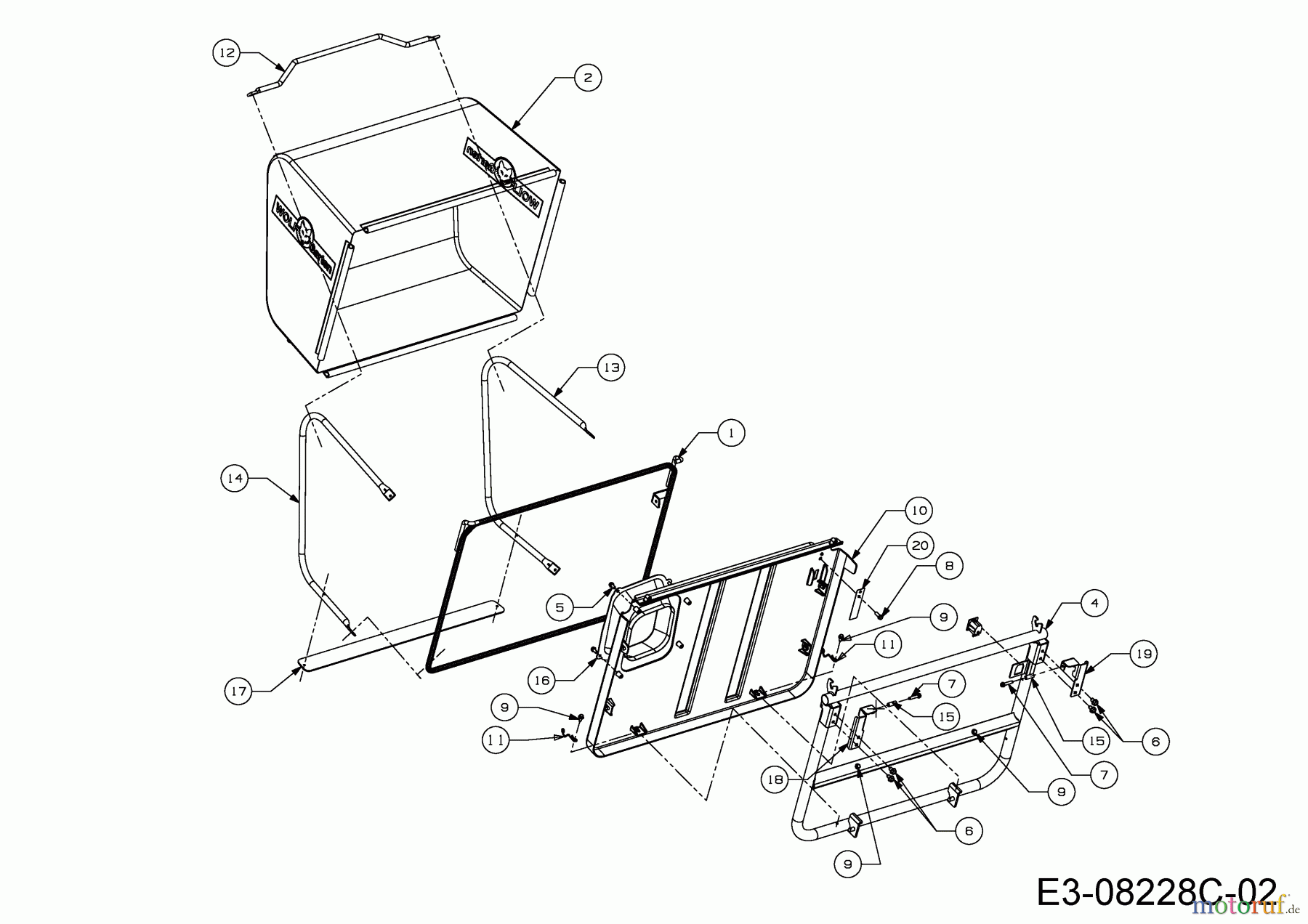 Wolf-Garten Rasentraktoren Scooter Mini / RDE 60 M 13A326SC650F (2015) Grasfangeinrichtung