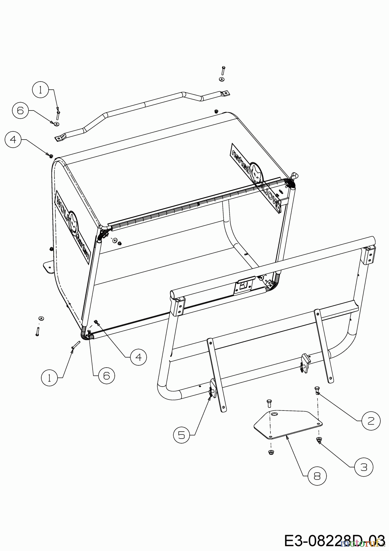Wolf-Garten Rasentraktoren Scooter Mini / RDE 60 M 13A326SC650M (2016) Anhängekupplung, Schraubensatz Grasfangsack