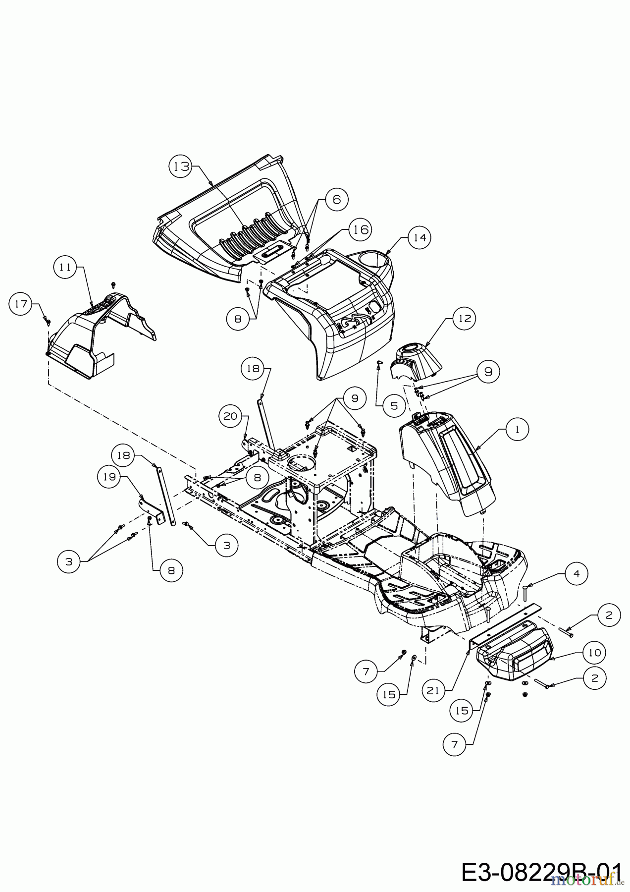Wolf-Garten Rasentraktoren Scooter Mini / RDE 60 M 13A326SC650F (2017) Frontgewicht, Verkleidungen