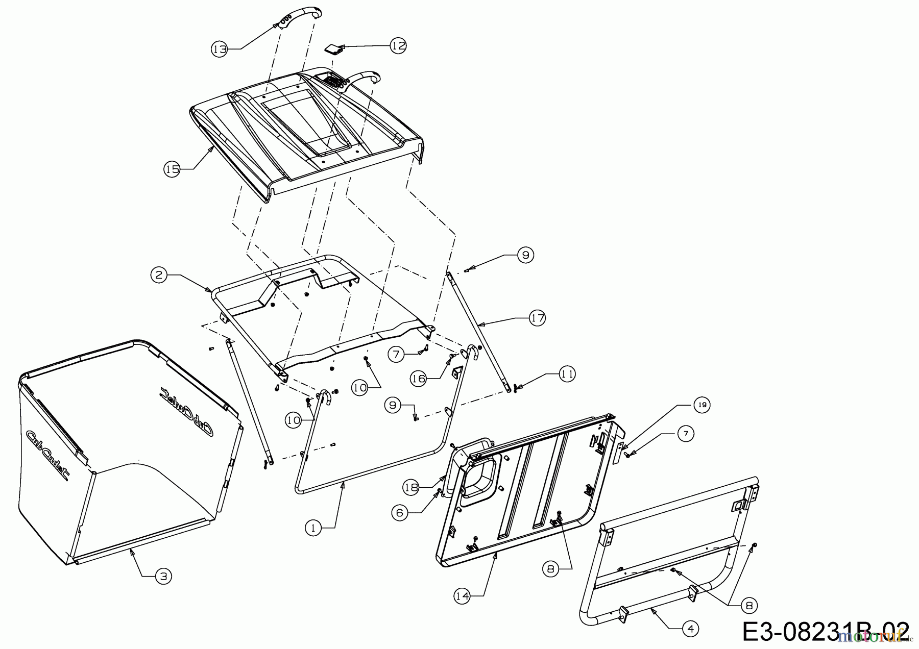 Cub Cadet Rasentraktoren CC 114 TA 13B226HD603 (2015) Grasfangvorrichtung