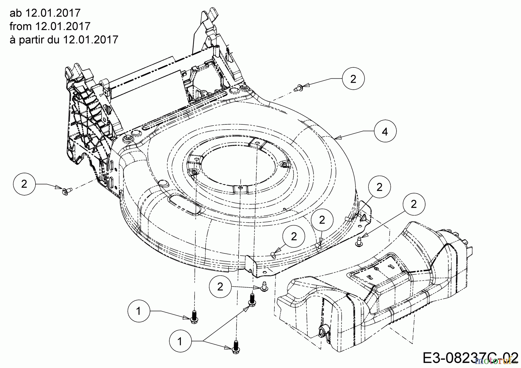MTD Motormäher mit Antrieb SP 53 B 12B-PC8R600 (2017) Mähwerksgehäuse ab 12.01.2017