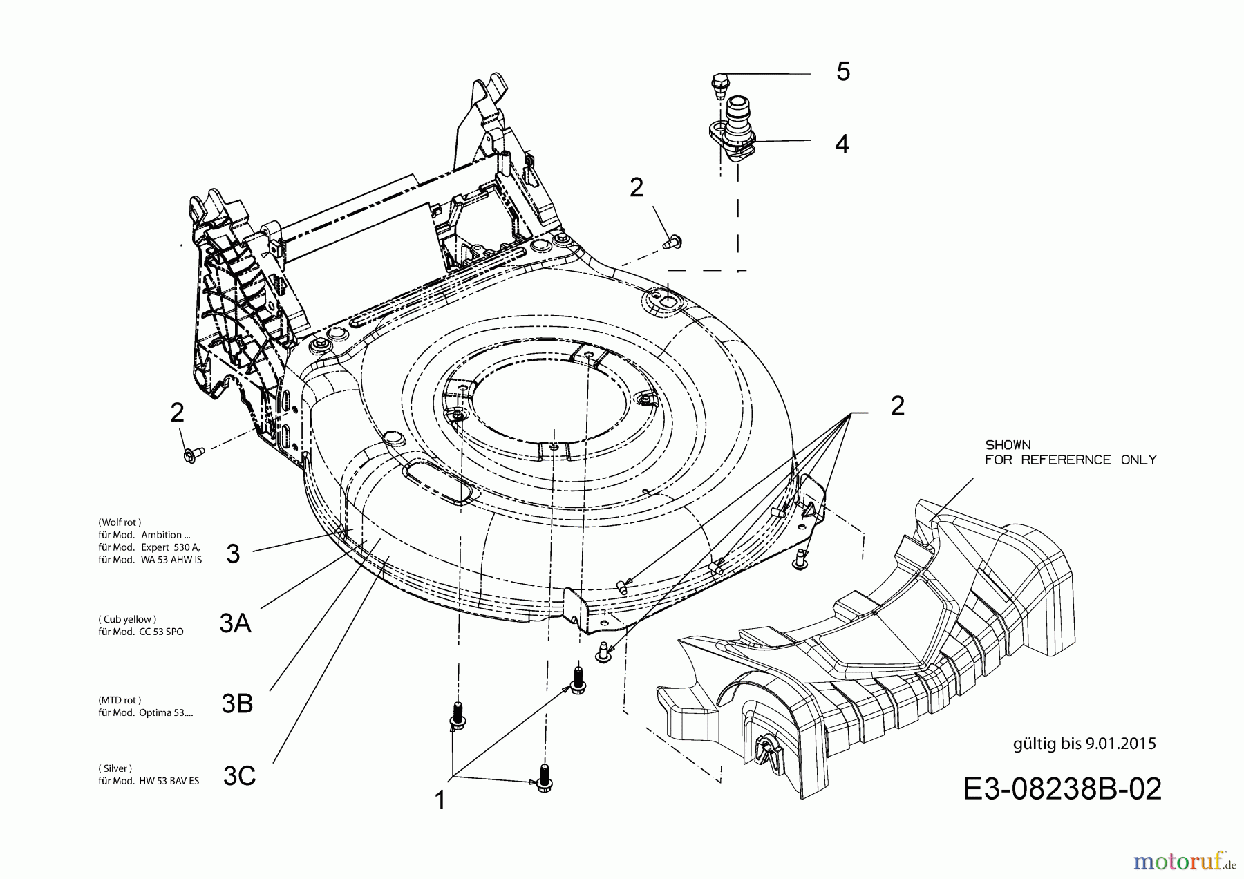 Wolf-Garten Motormäher mit Antrieb WA 53 AHWIS 12A-PV6J650 (2015) Mähwerksgehäuse bis 09.01.2015