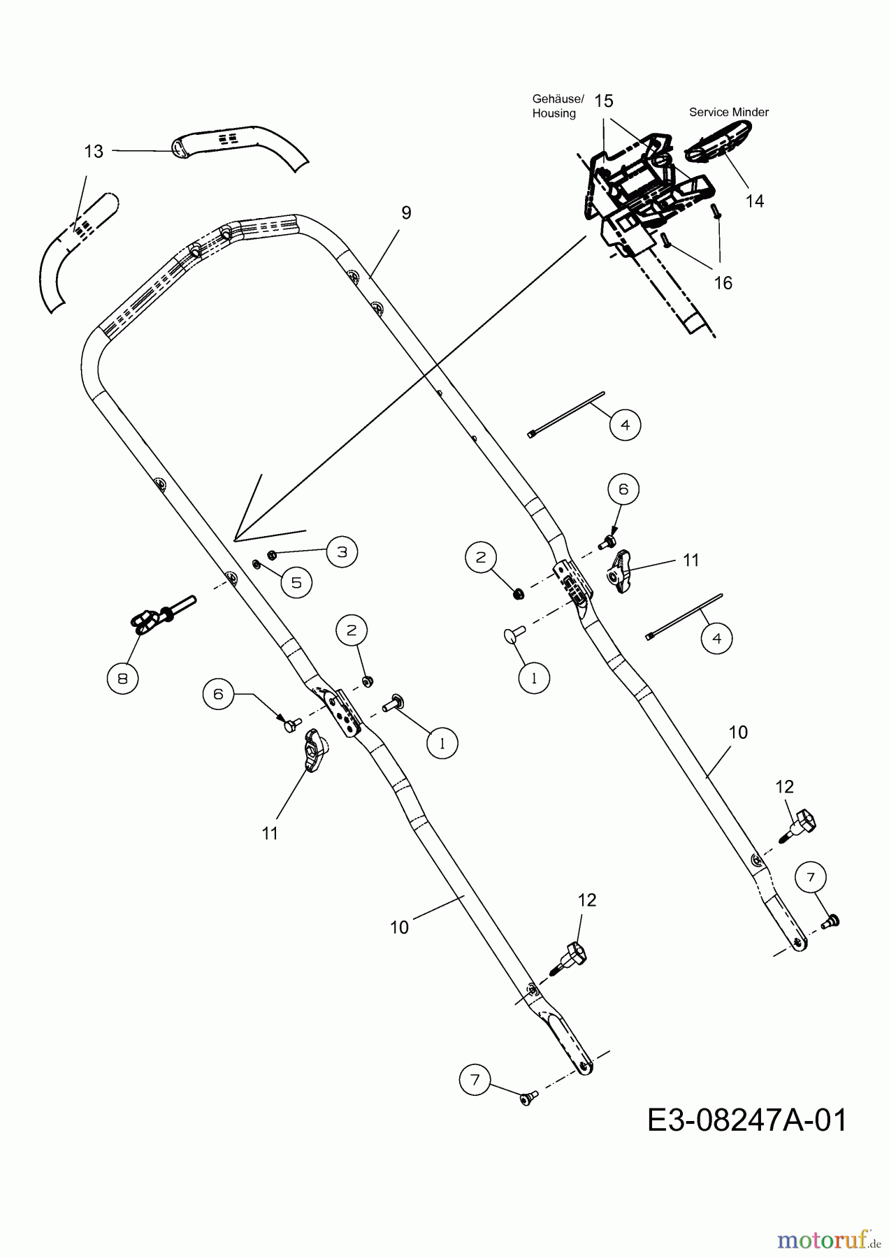  MTD Motormäher mit Antrieb Blue 53 SPBV HW 12AKPN9L600  (2013) Holm