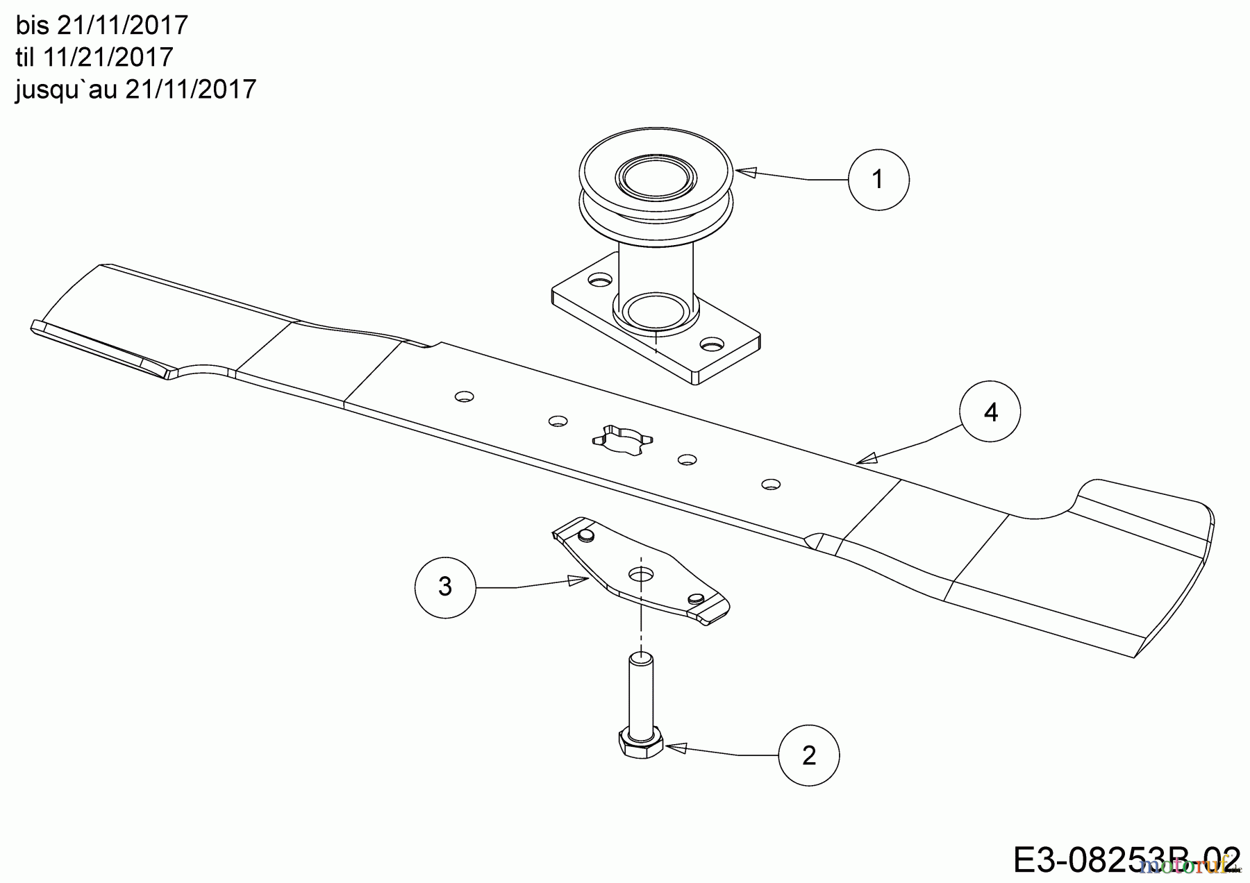 Cub Cadet Motormäher mit Antrieb LM1 CR53 12A-PQSC603 (2018) Messer, Messeraufnahme bis 21/11/2017
