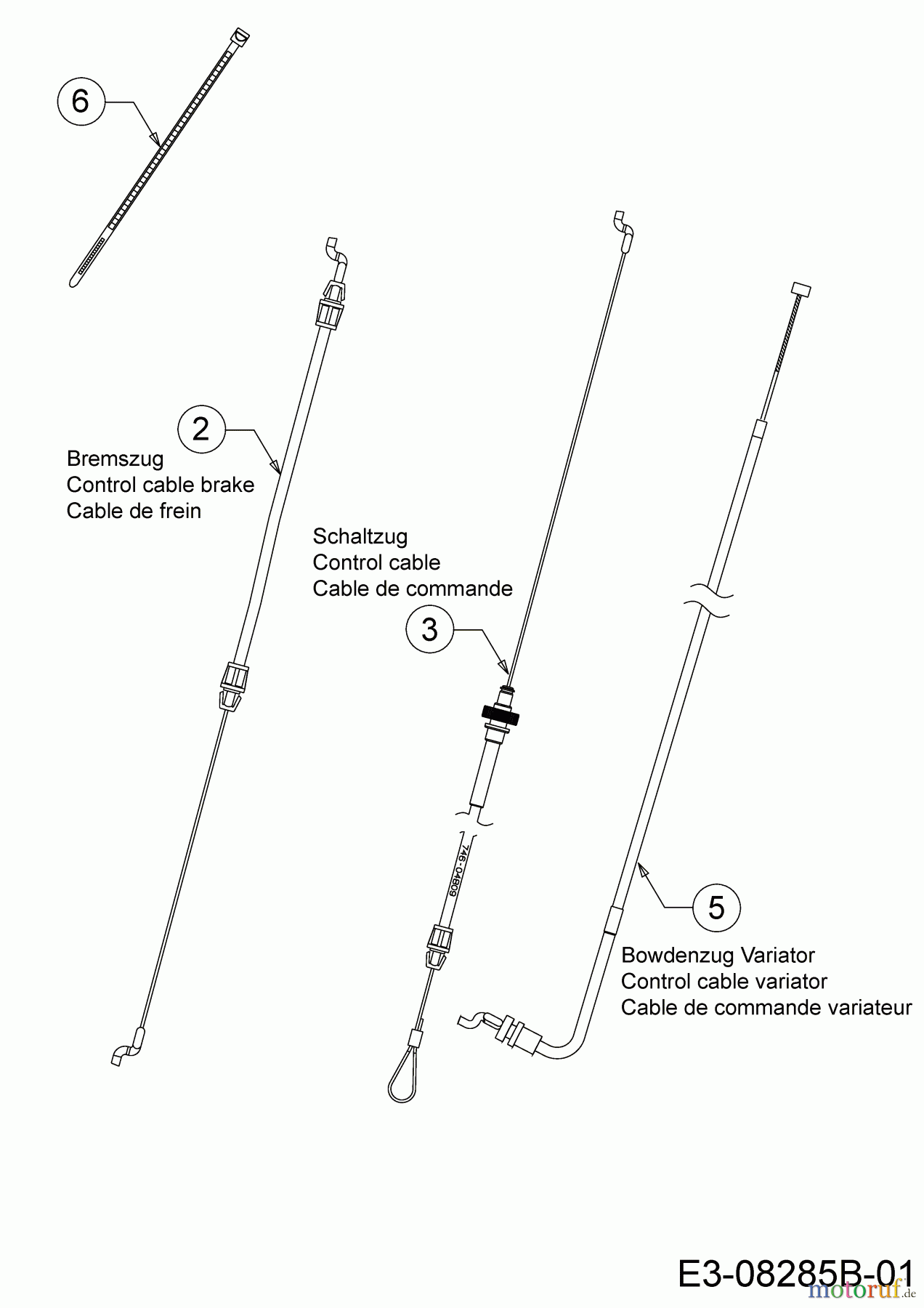 Massey Ferguson Motormäher mit Antrieb MF 53 SPKV 12BVQ57D695 (2016) Bowdenzüge