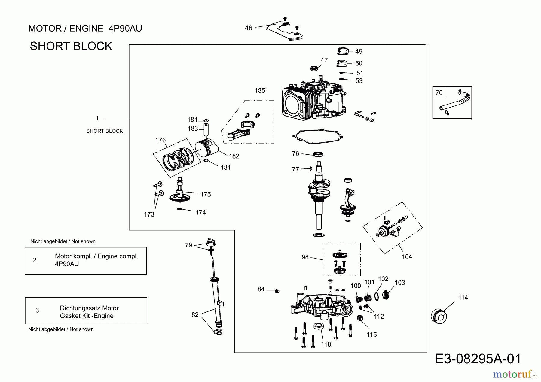  MTD-Motoren MTD vertikal 4 P 90 AU 752Z4P90AU  (2013) Short Block