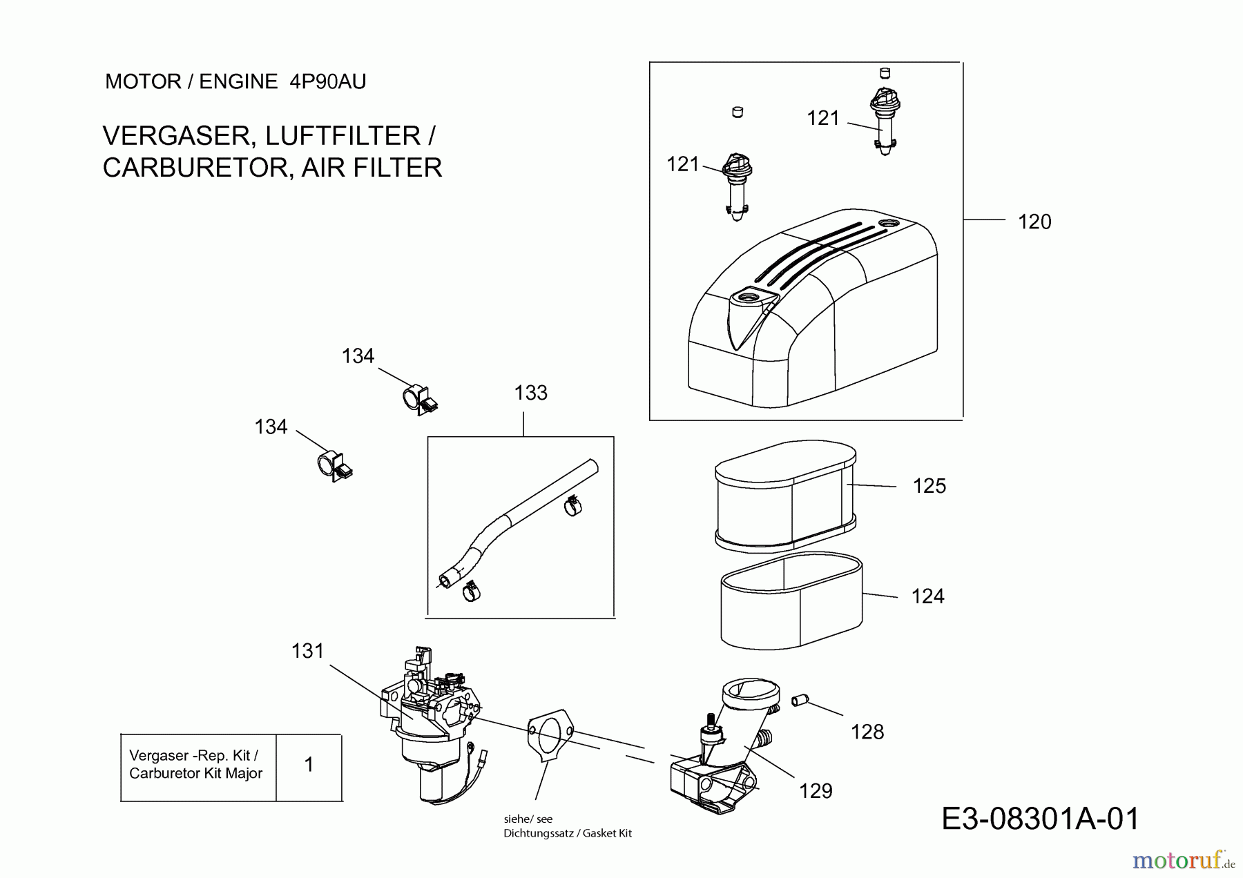  MTD-Motoren MTD vertikal 4 P 90 AU 752Z4P90AU  (2013) Luftfilter, Vergaser
