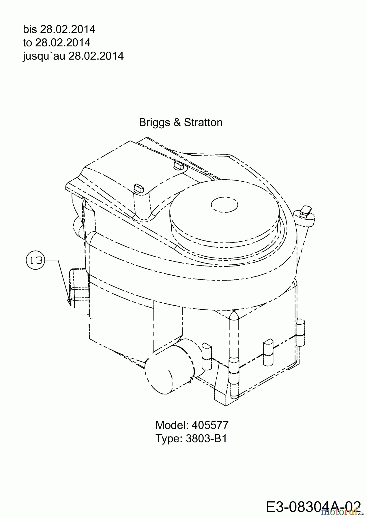  Black Edition Rasentraktoren 180-92 13HT717E615  (2014) Motor Briggs & Stratton bis 28.02.2014