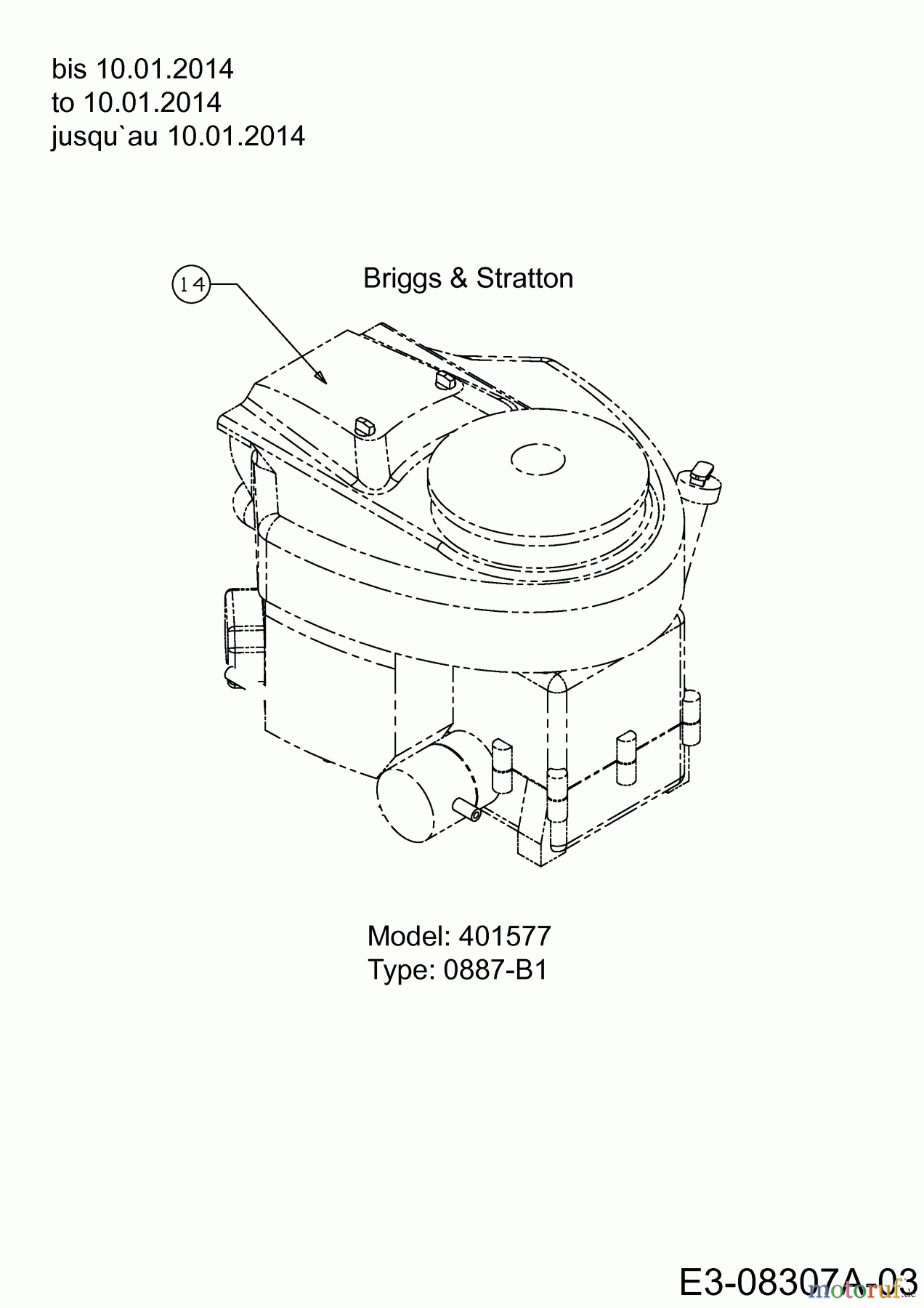 Bestgreen Rasentraktoren 160/92 T 13HT76KE615 (2014) Motor Briggs & Stratton bis 10.01.2014