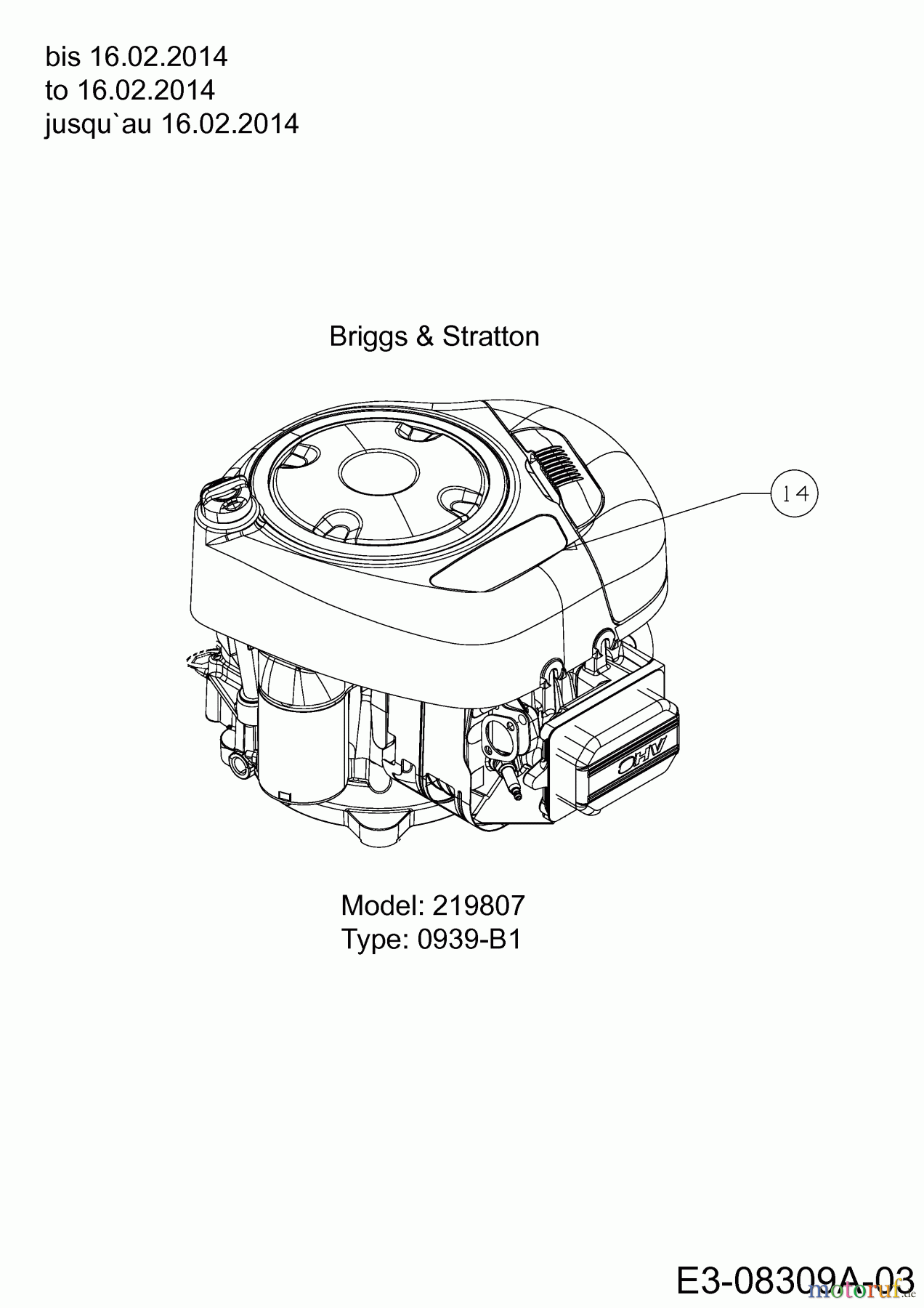 Black-Line Rasentraktoren BL 125/92 T 13HH771E683 (2014) Motor Briggs&Stratton bis 16.02.2014