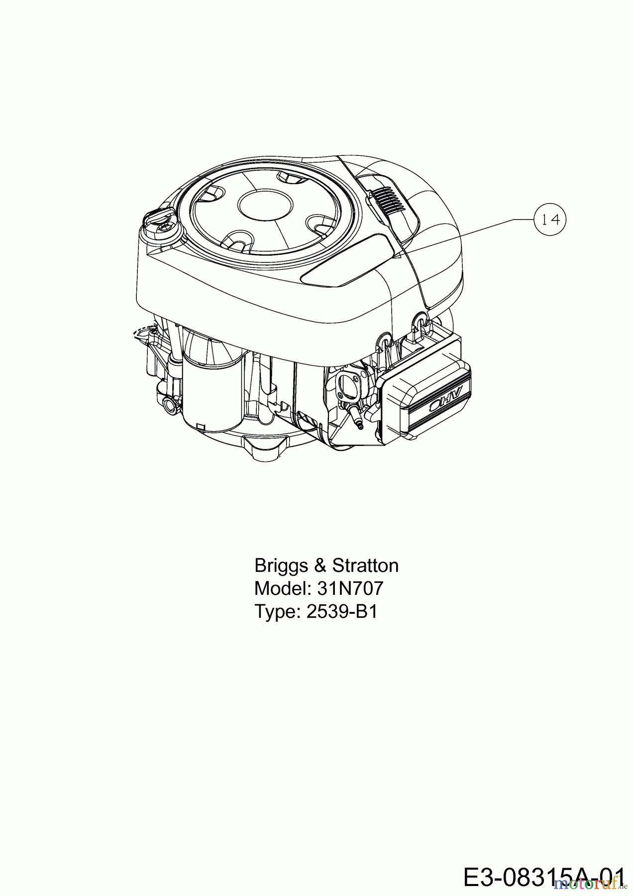 MTD Rasentraktoren LTEX 107 H 13CO79KG682 (2013) Motor Briggs & Stratton