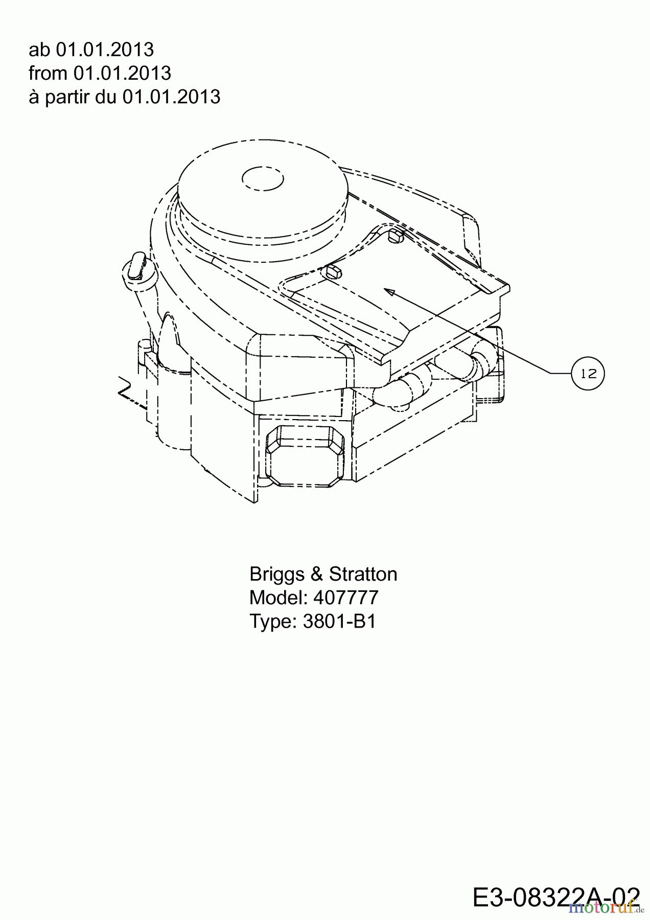 MTD Rasentraktoren 220/105 H 13AU99KN676 (2013) Motor Briggs & Stratton ab 01.01.2013