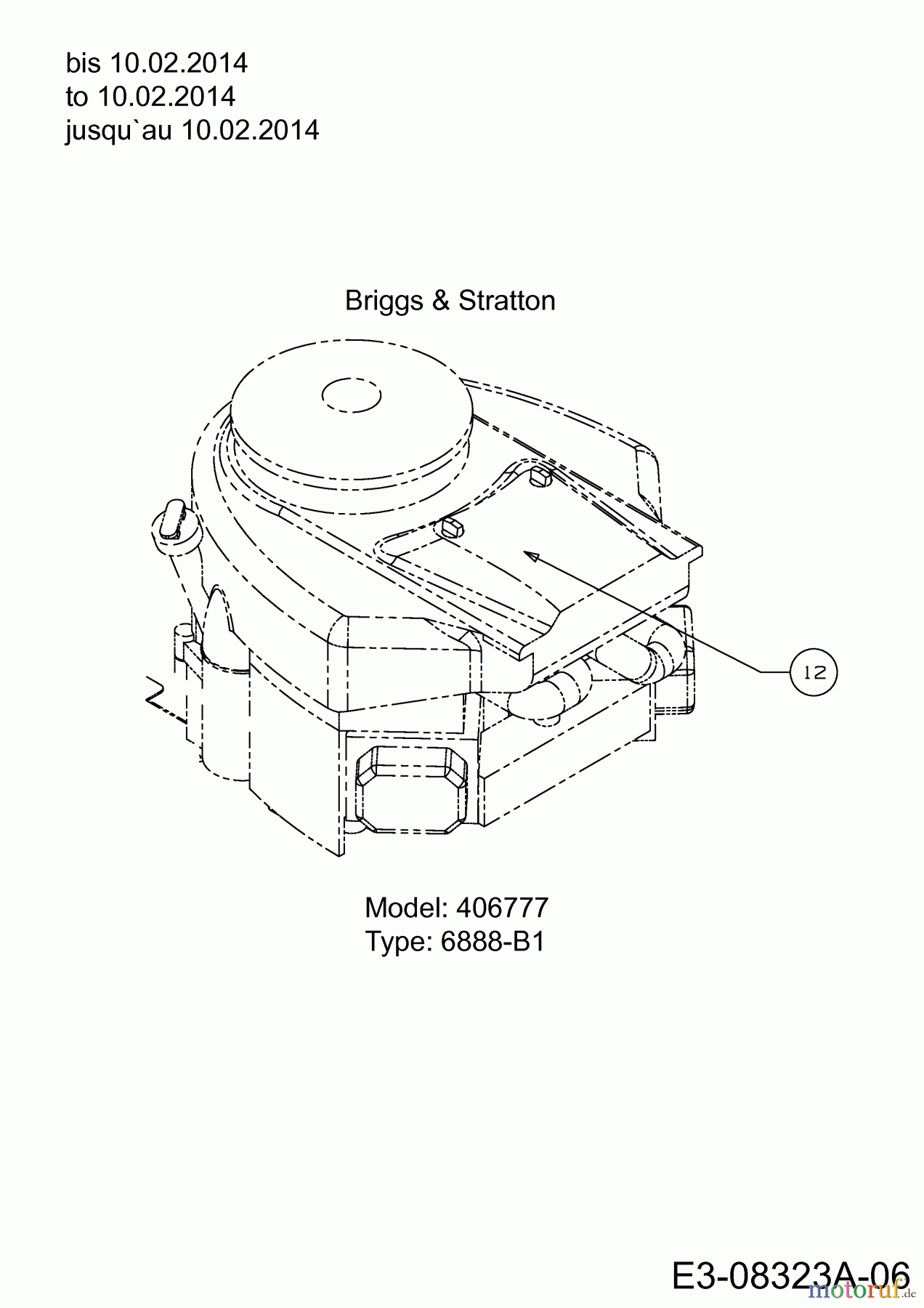  Wolf-Garten Rasentraktoren Blue Power 105.200 H 13HT71RN650  (2014) Motor Briggs & Stratton bis 10.02.2014
