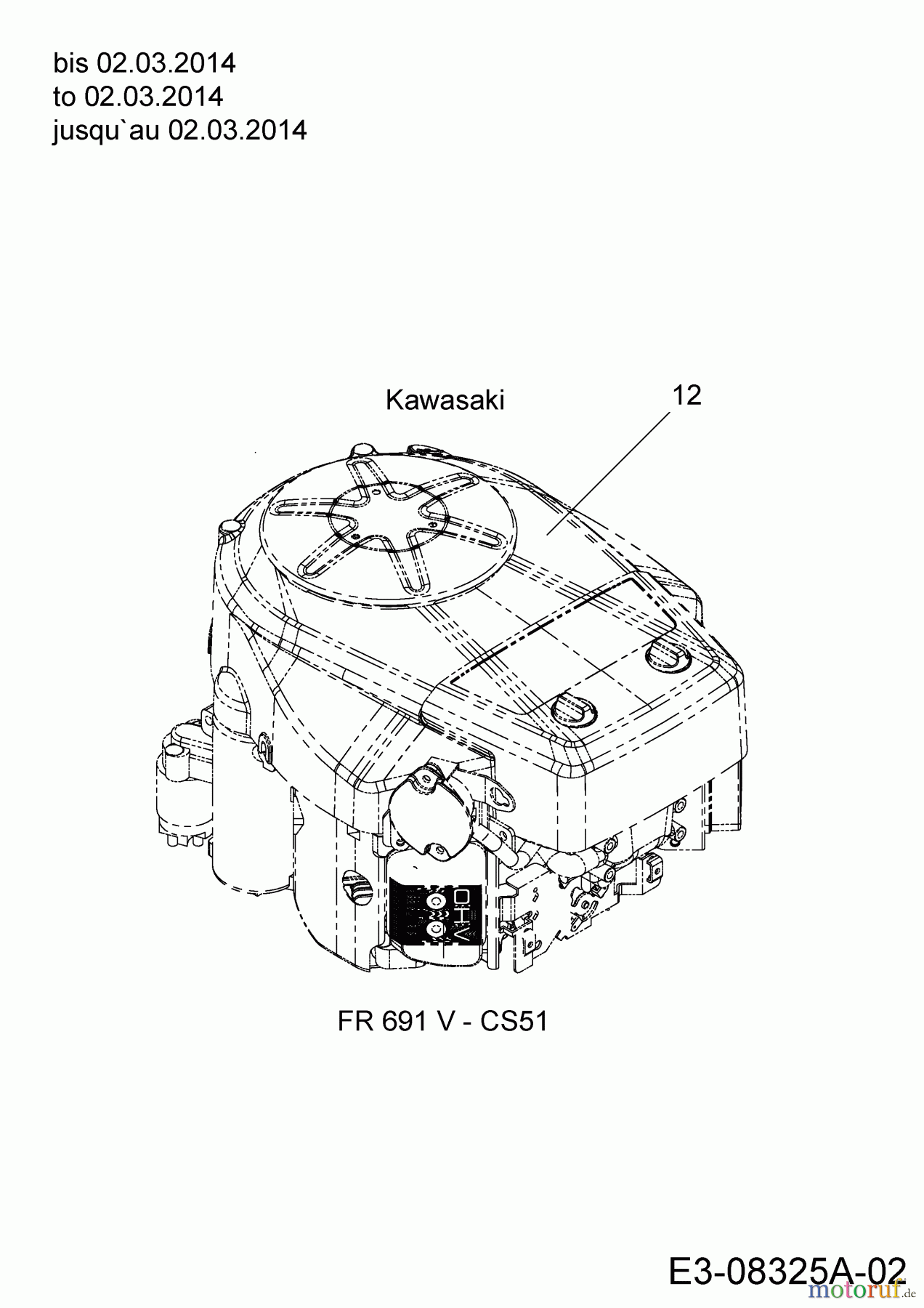  Massey Ferguson Rasentraktoren MF 36-22 HG 13HF91GI695  (2014) Motor Kawasaki bis 02.03.2014