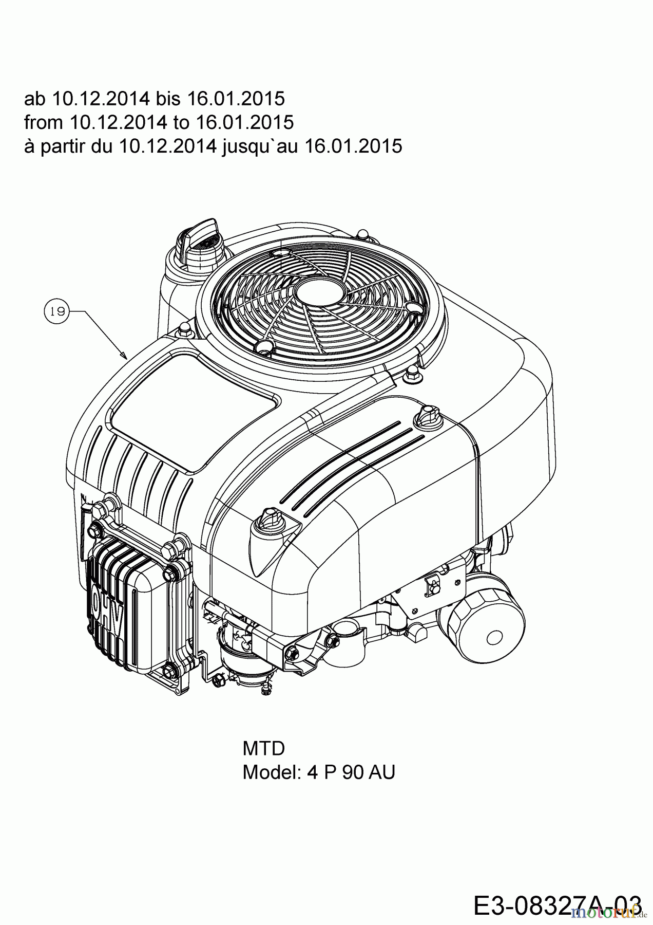 Cub Cadet Rasentraktoren CC 714 HF 13H279DF603 (2015) Motor ab 10.12.2014 bis 16.01.2015