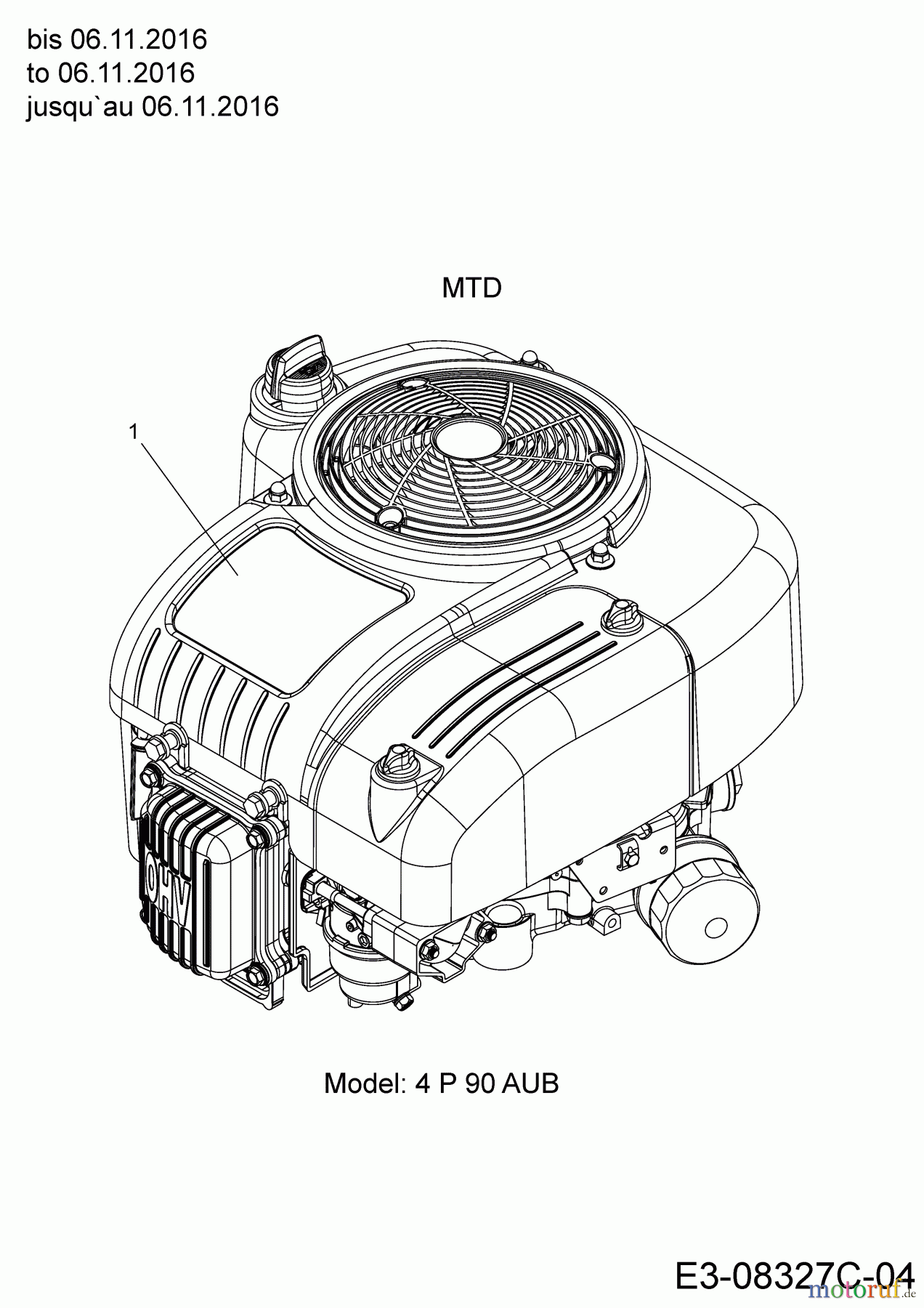 MTD Rasentraktoren MTD 92 13H2765E600 (2017) Motor MTD bis 06.11.2016