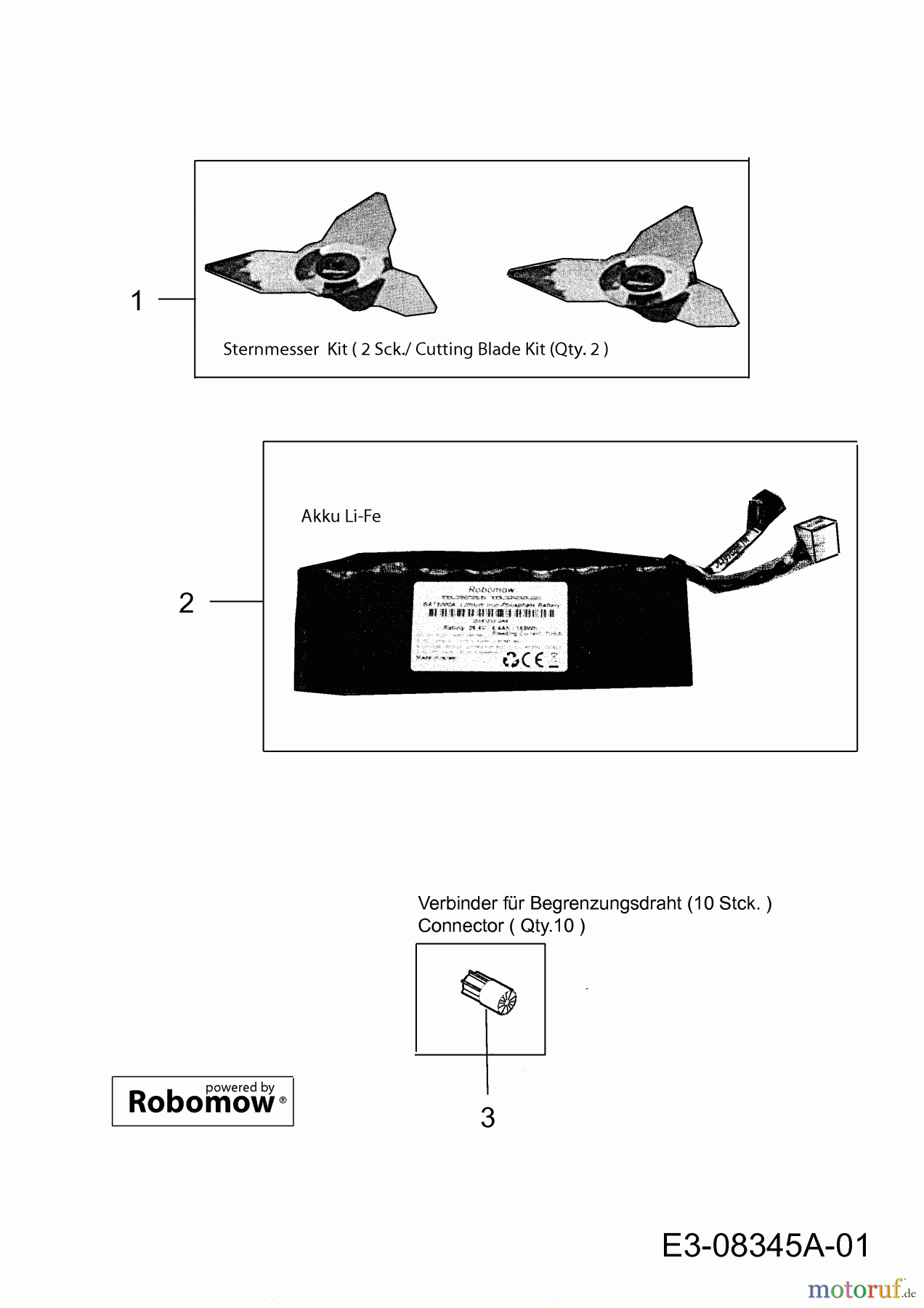  Wolf-Garten Mähroboter Robo Scooter 3000 18AO30LF650  (2013) Messer, Batterie, Steckverbinder