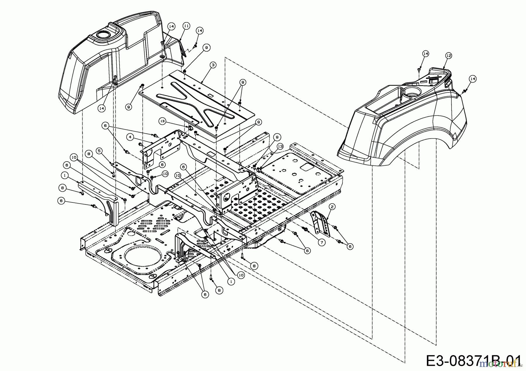 Cub Cadet Zero Turn RZT S 46 17AICBDT603 (2014) Sitzplatte, Trägerplatte Tank, Tankverkleidung