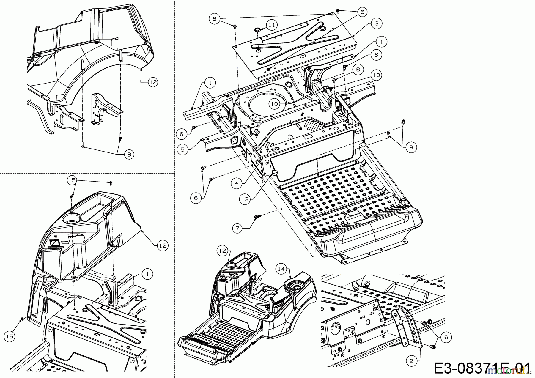 Cub Cadet Zero Turn XZ 2-50 17AICBDQ603 (2017) Sitzplatte, Trägerplatte Tank, Tankverkleidung