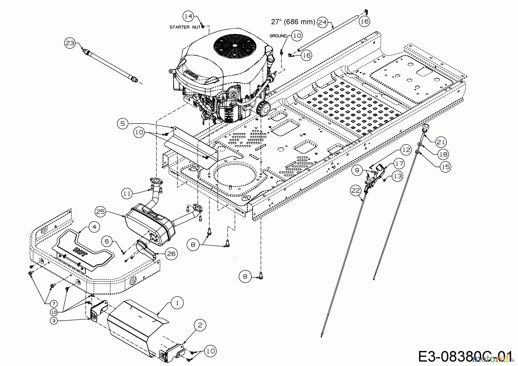 Cub Cadet Zero Turn RZTS 46 17BICBDT603 (2016) Choke- und Gaszug, Motorzubehör