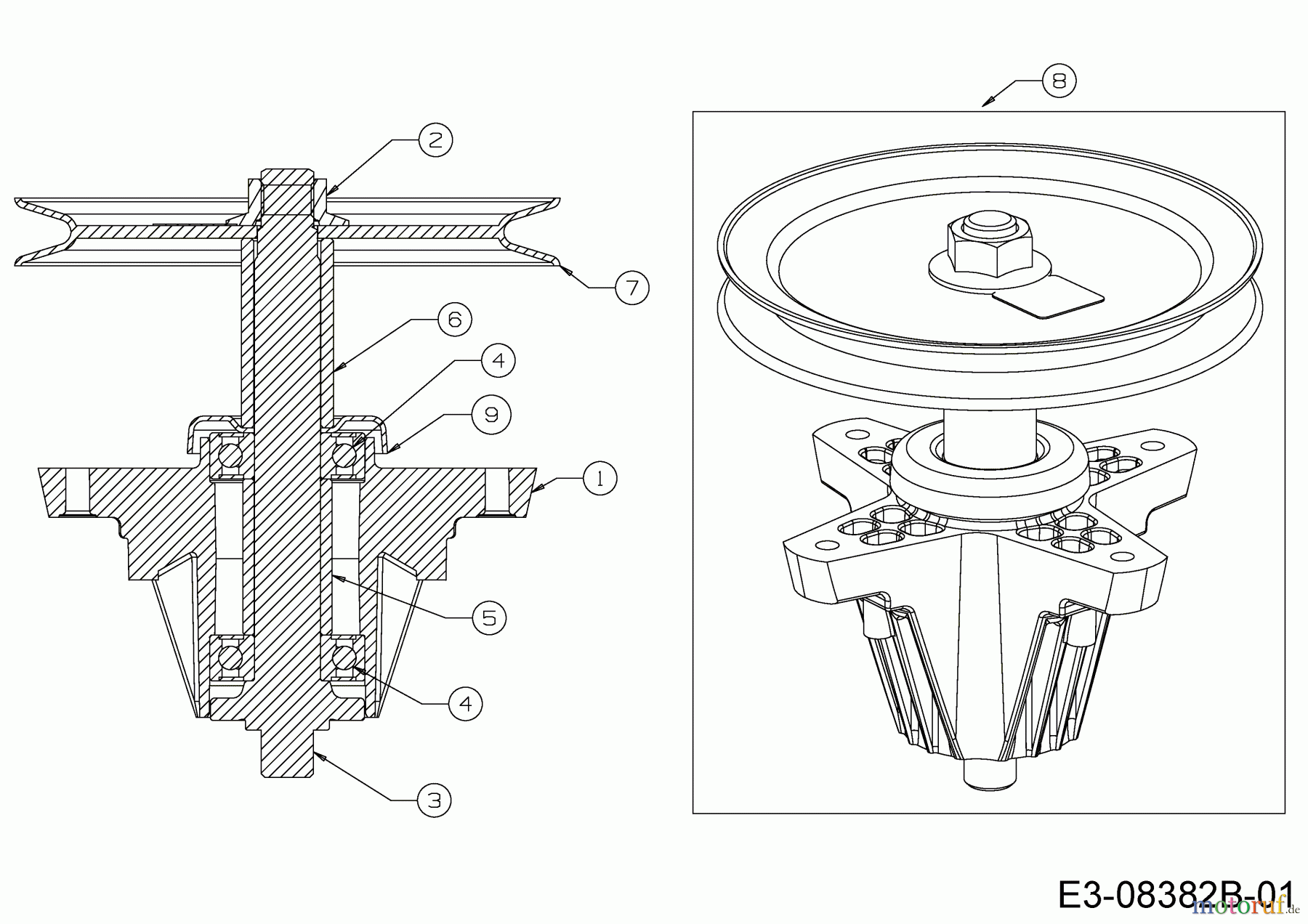Cub Cadet Zero Turn RZT S 46 17BICBDT603 (2015) Messerspindel 618-05078A