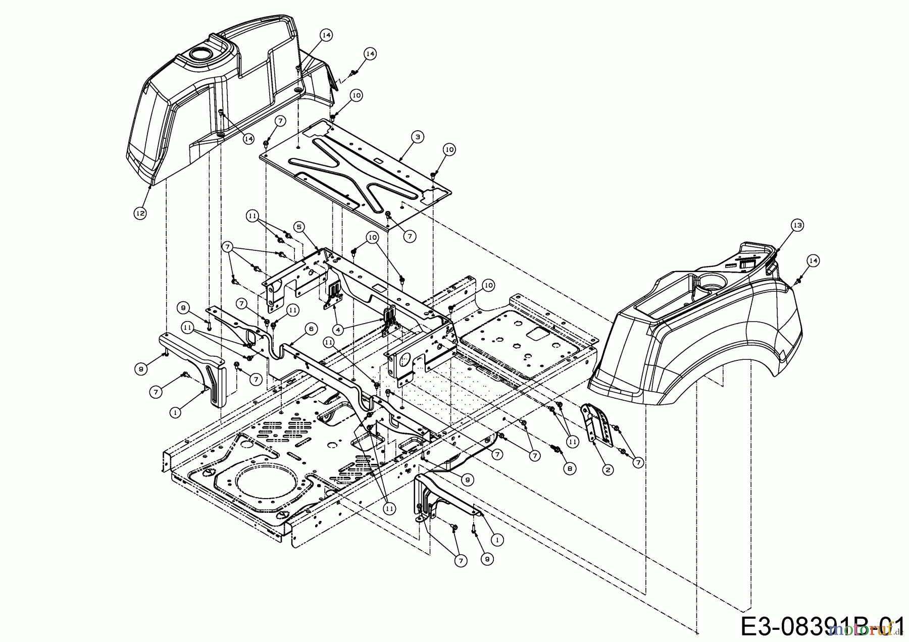 Cub Cadet Zero Turn RZT L 54 17AICACK603 (2013) Sitzplatte, Trägerplatte Tank, Tankverkleidung