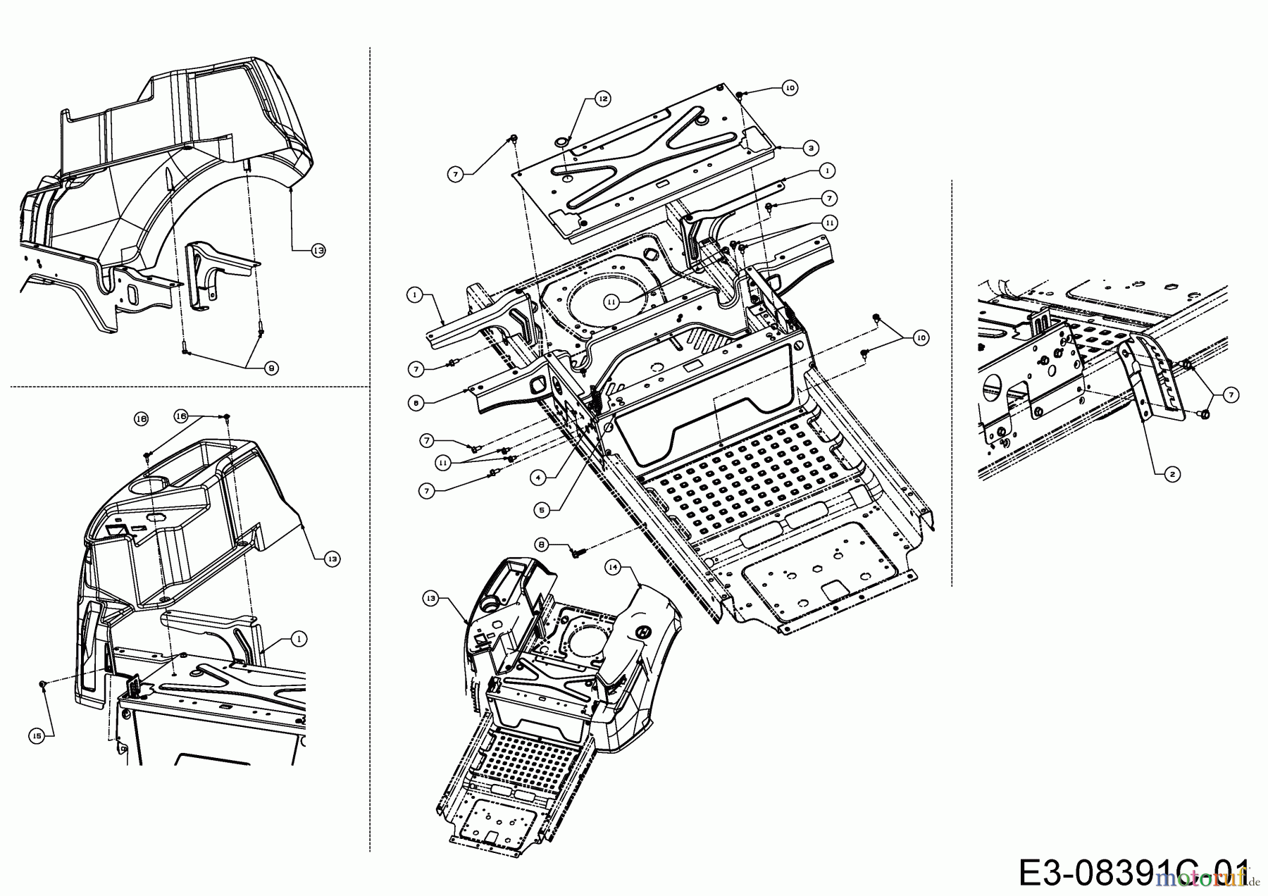 Cub Cadet Zero Turn RZT L 50 17AICACP603 (2015) Sitzplatte, Trägerplatte Tank, Tankverkleidung