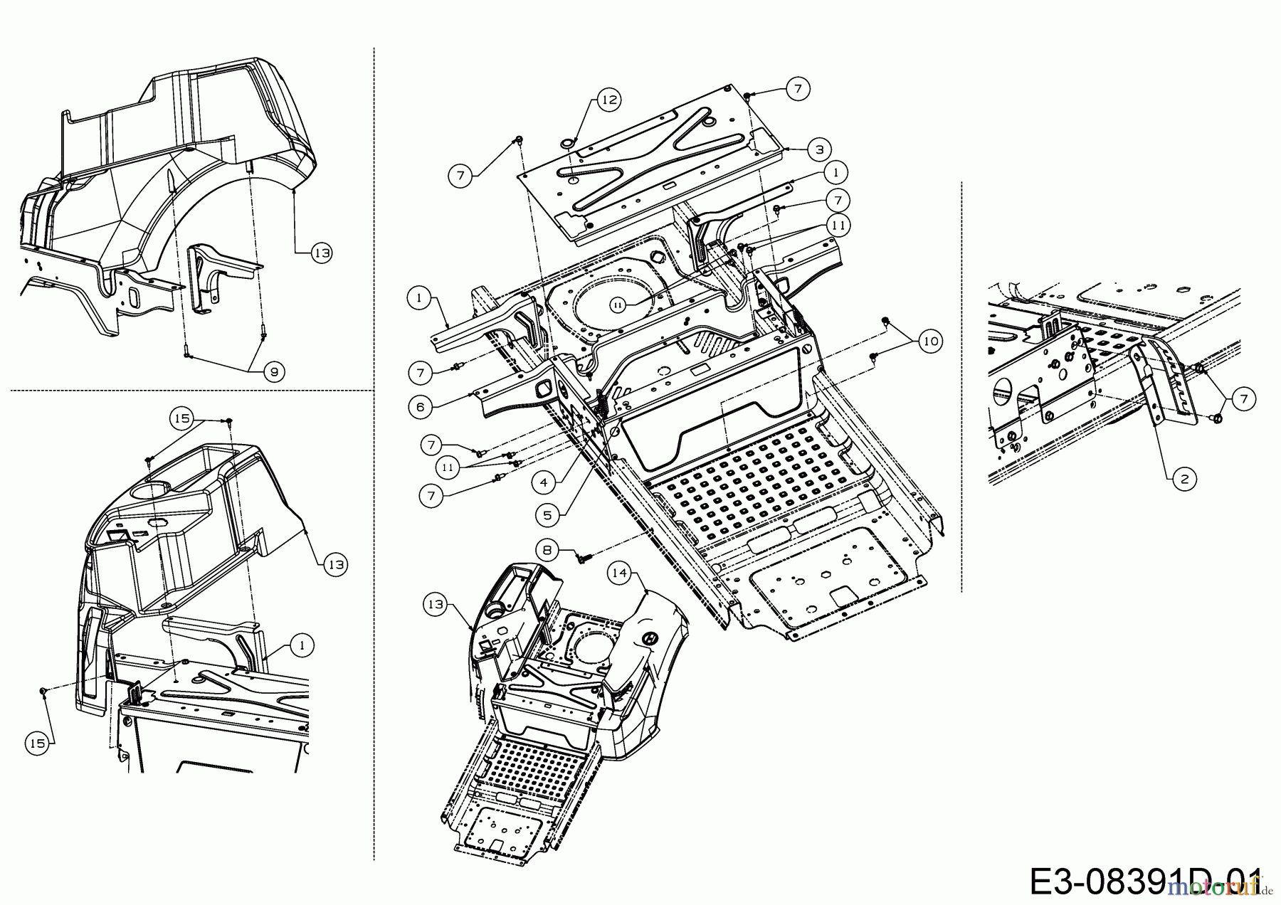  Cub Cadet Zero Turn XZ 1-42 17CMCACS603  (2017) Sitzplatte, Trägerplatte Tank, Tankverkleidung