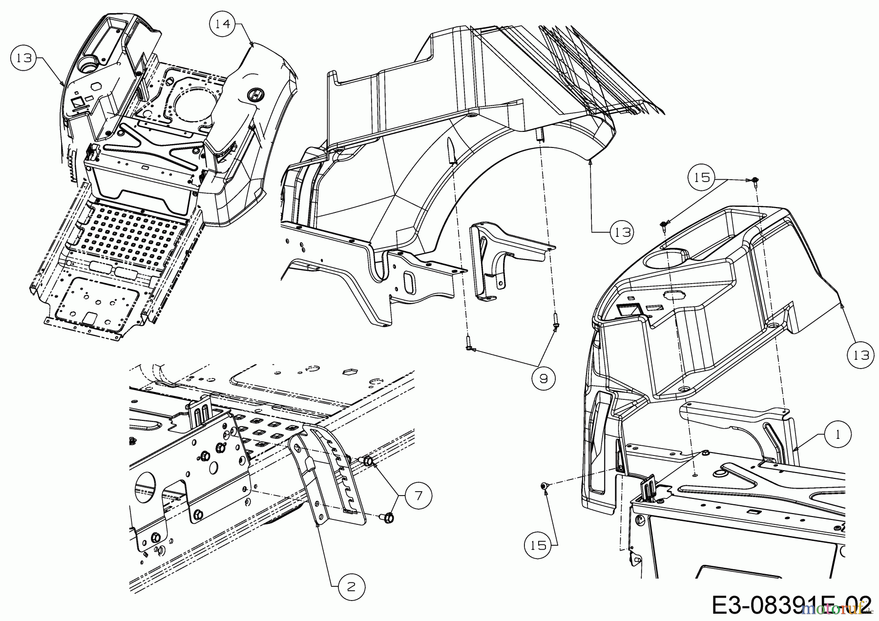 Massey Ferguson Zero Turn MF 50-22 ZT 17ARCACQ695 (2018) Trägerplatte Tank, Tankverkleidung