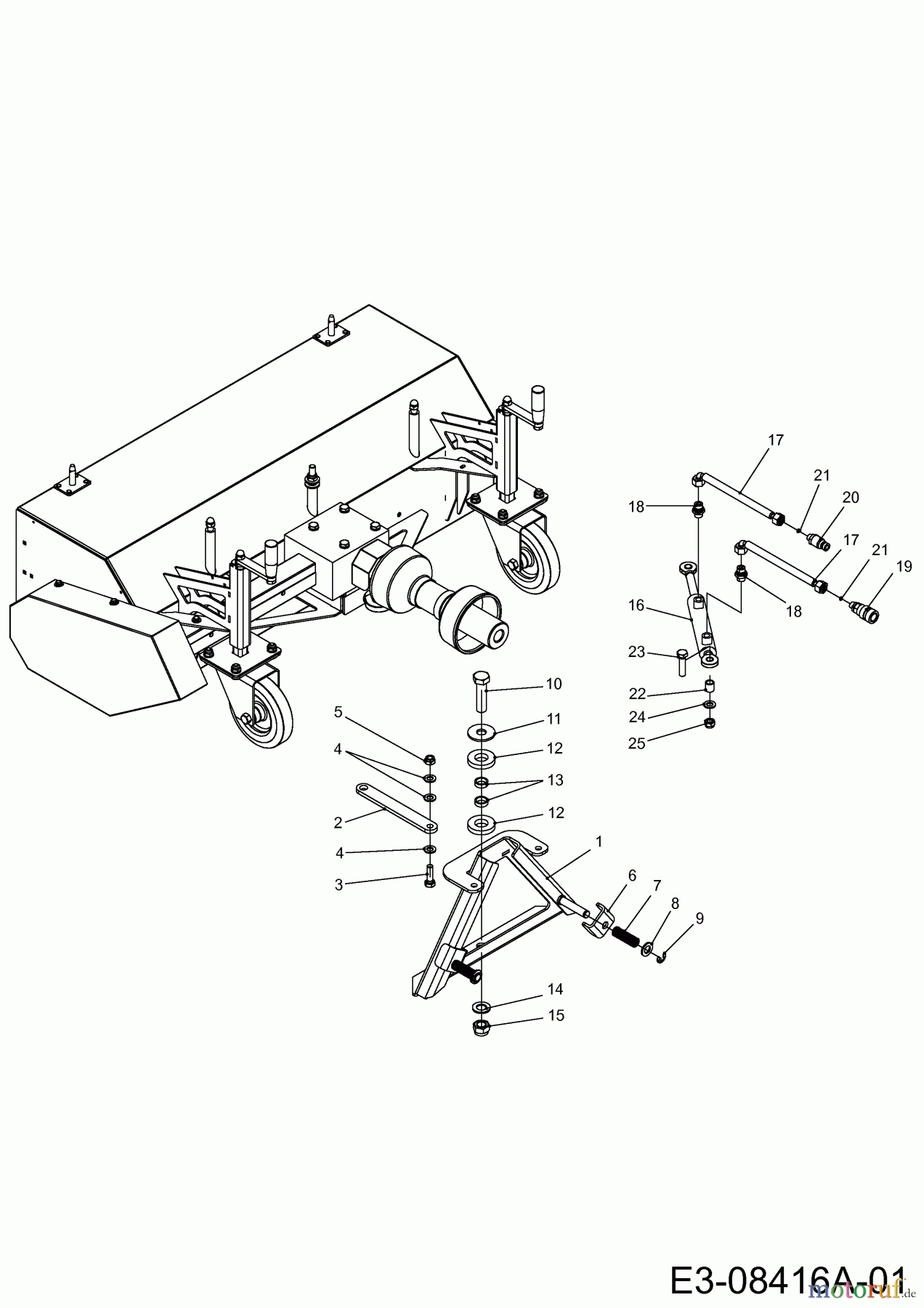 MTD Zubehör Zubehör Kompakttraktoren Frontkehrmaschine für CC 2250/3250 RDH 4 WD, hydraulisch 596-220-600 (2009) Hydraulikzylinder, Kuppeldreieck
