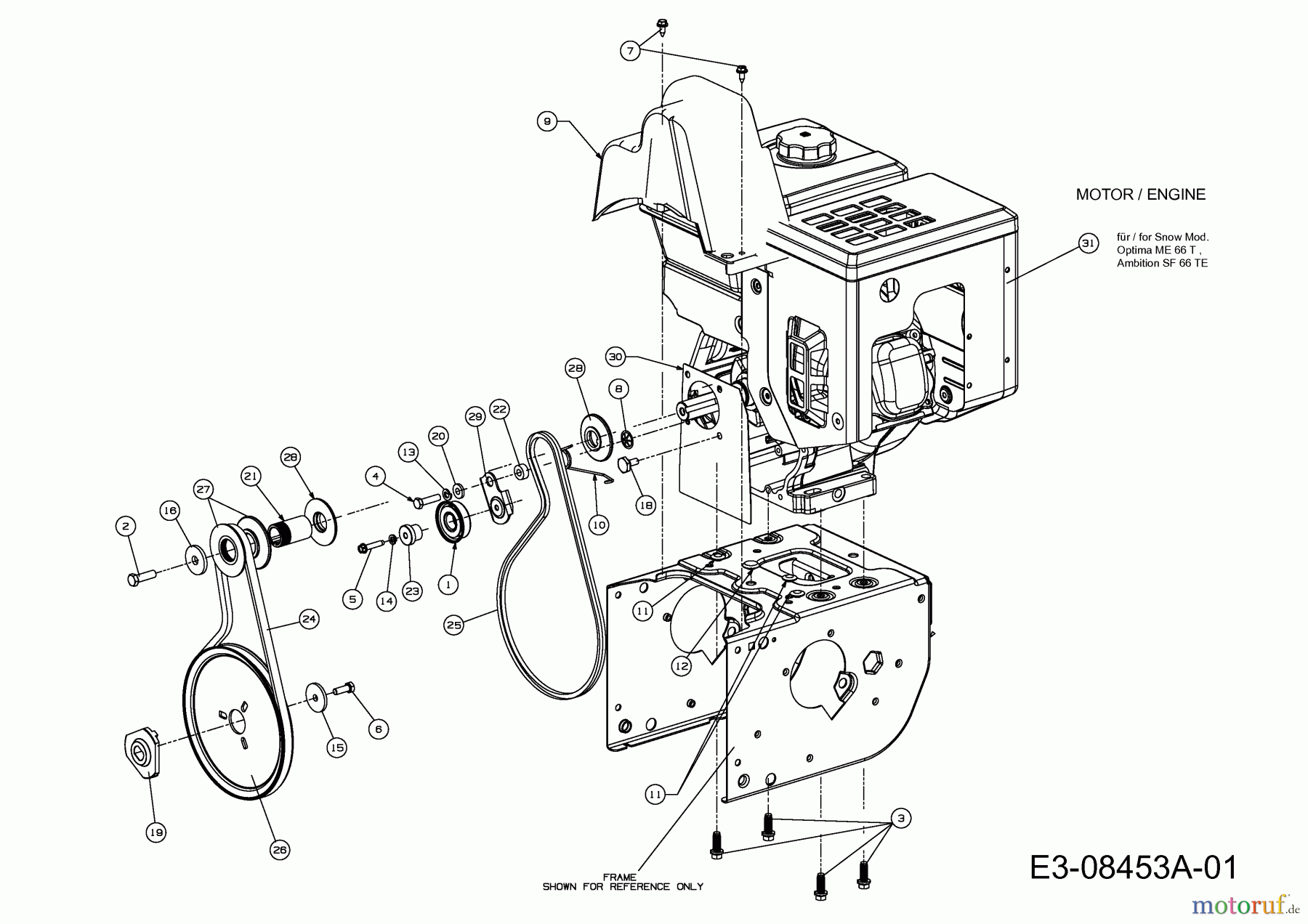  MTD Schneefräsen Optima ME 66 T 31AY74T3678  (2014) Keilriemen, Motor, Tank