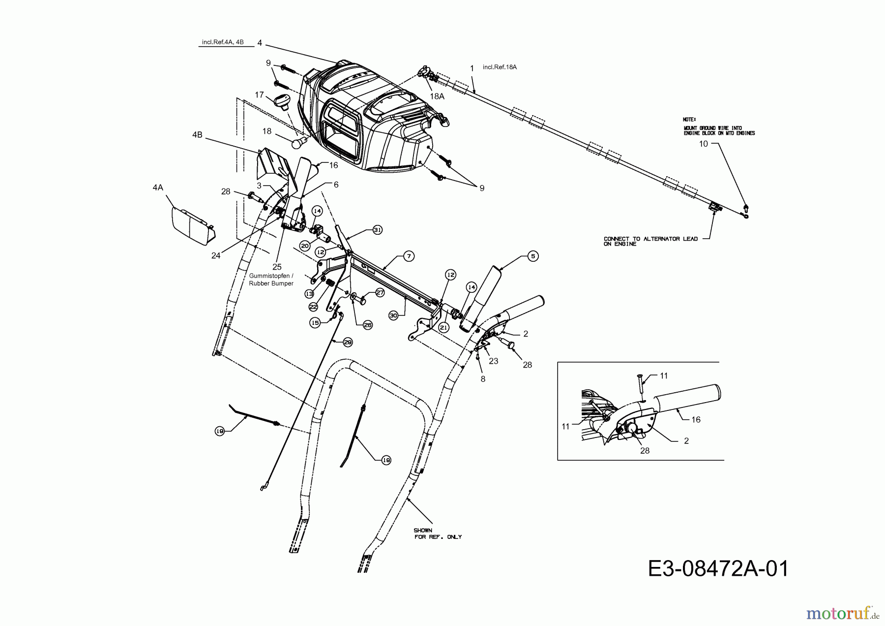 MTD Schneefräsen ME 61 K 31AY53T2696 (2014) Armaturenbrett, Handhebel