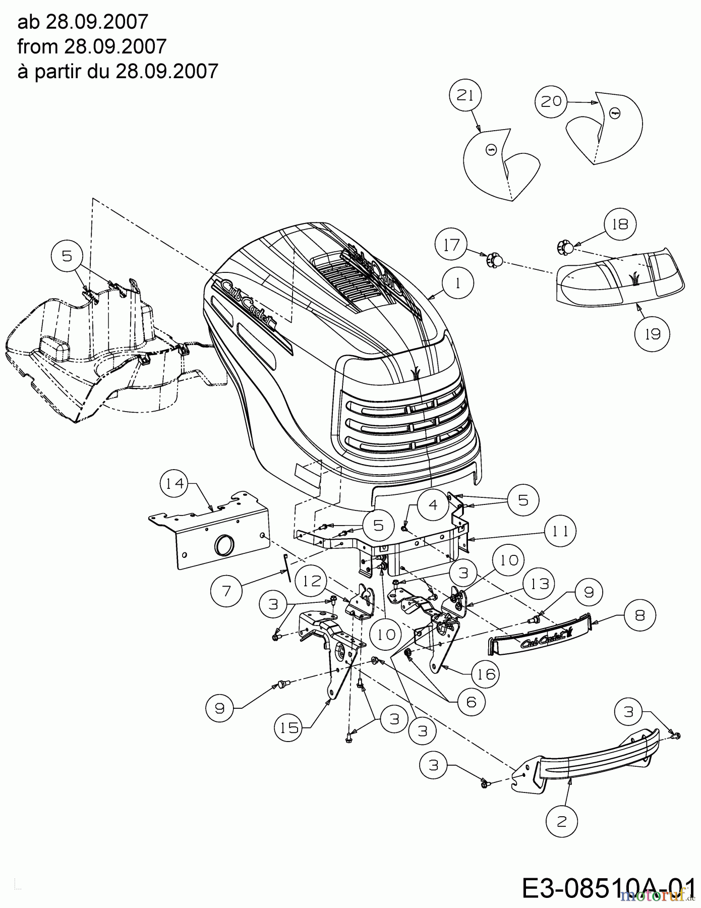  Cub Cadet Rasentraktoren CC 1022 13AF11CG603  (2008) Motorhaube C-Style ab 28.09.2007