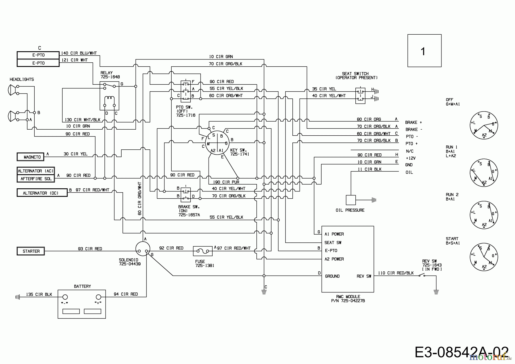  Cub Cadet Rasentraktoren LTX 1042 13AP93AS330  (2014) Schaltplan