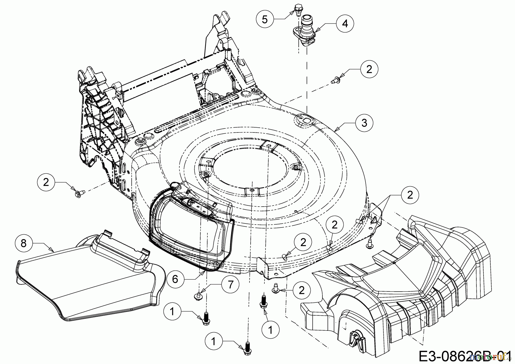 Cub Cadet Motormäher mit Antrieb LM3 CRC46S 12ABTVSC603 (2017) Deflektor, Mähwerksgehäuse, Mulchklappe