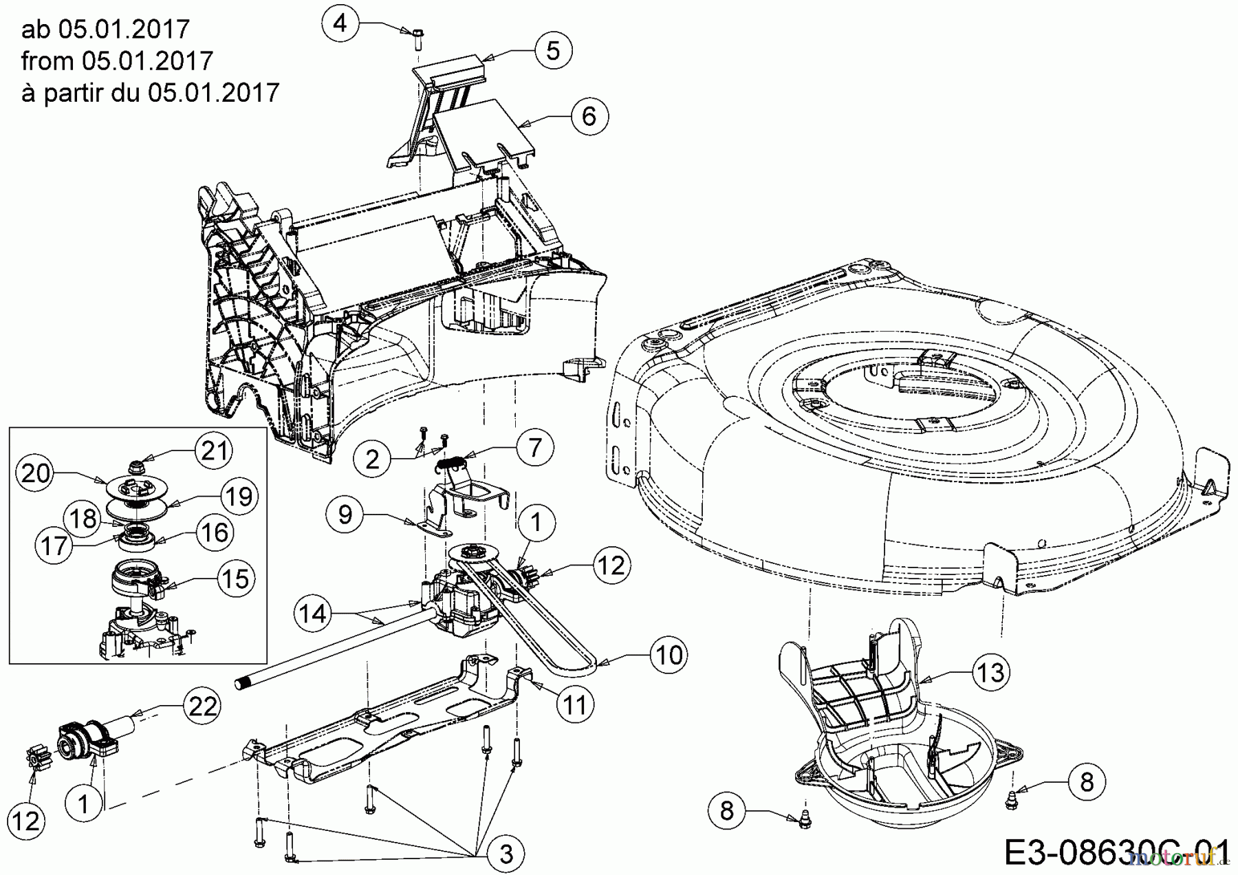 Wolf-Garten Motormäher mit Antrieb A 460 AVHWIS 12ARTV7E650 (2017) Getriebe, Keilriemen ab 05.01.2017