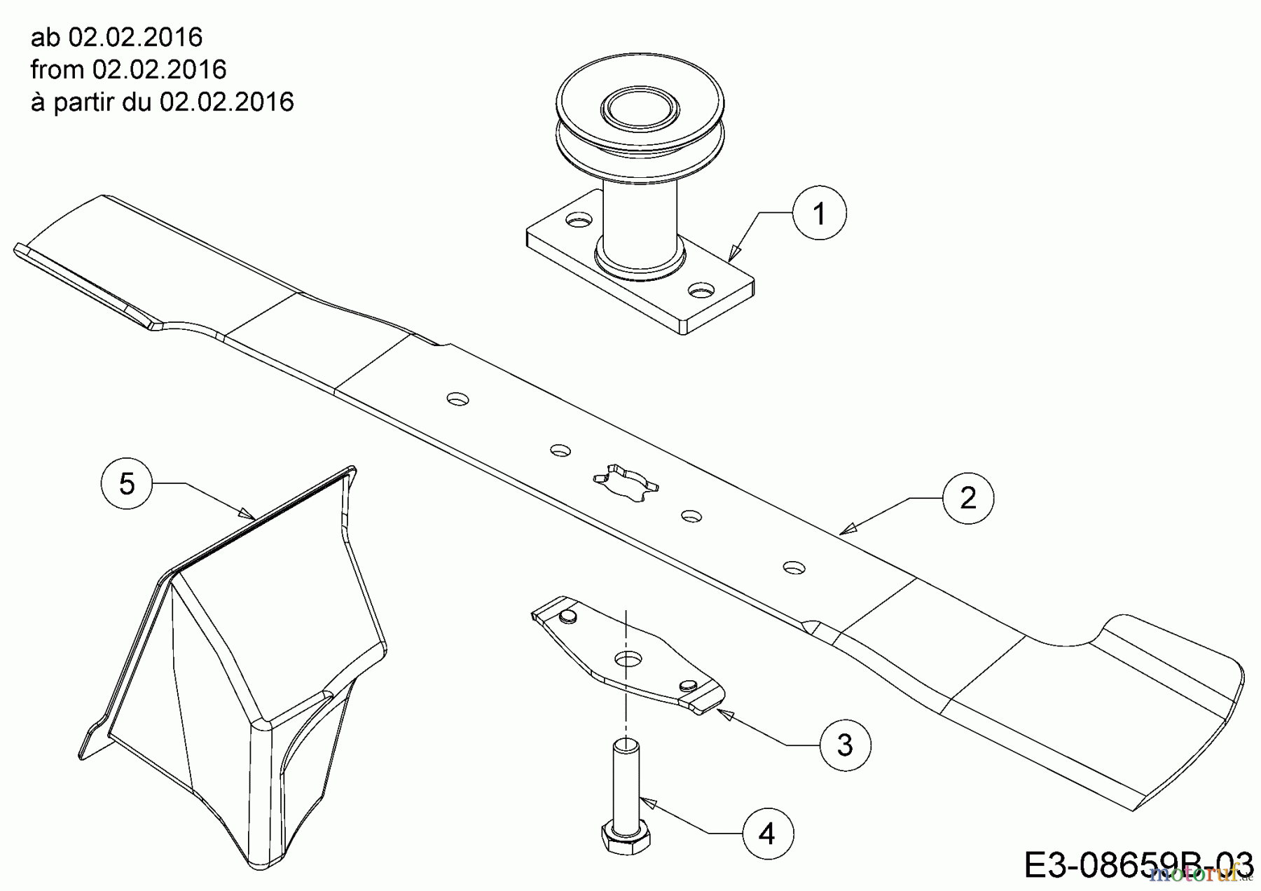  Cub Cadet Motormäher mit Antrieb CC 53 SPSO 12A-PRKC603  (2016) Messer, Messeraufnahme, Mulchstopfen ab 02.02.2016