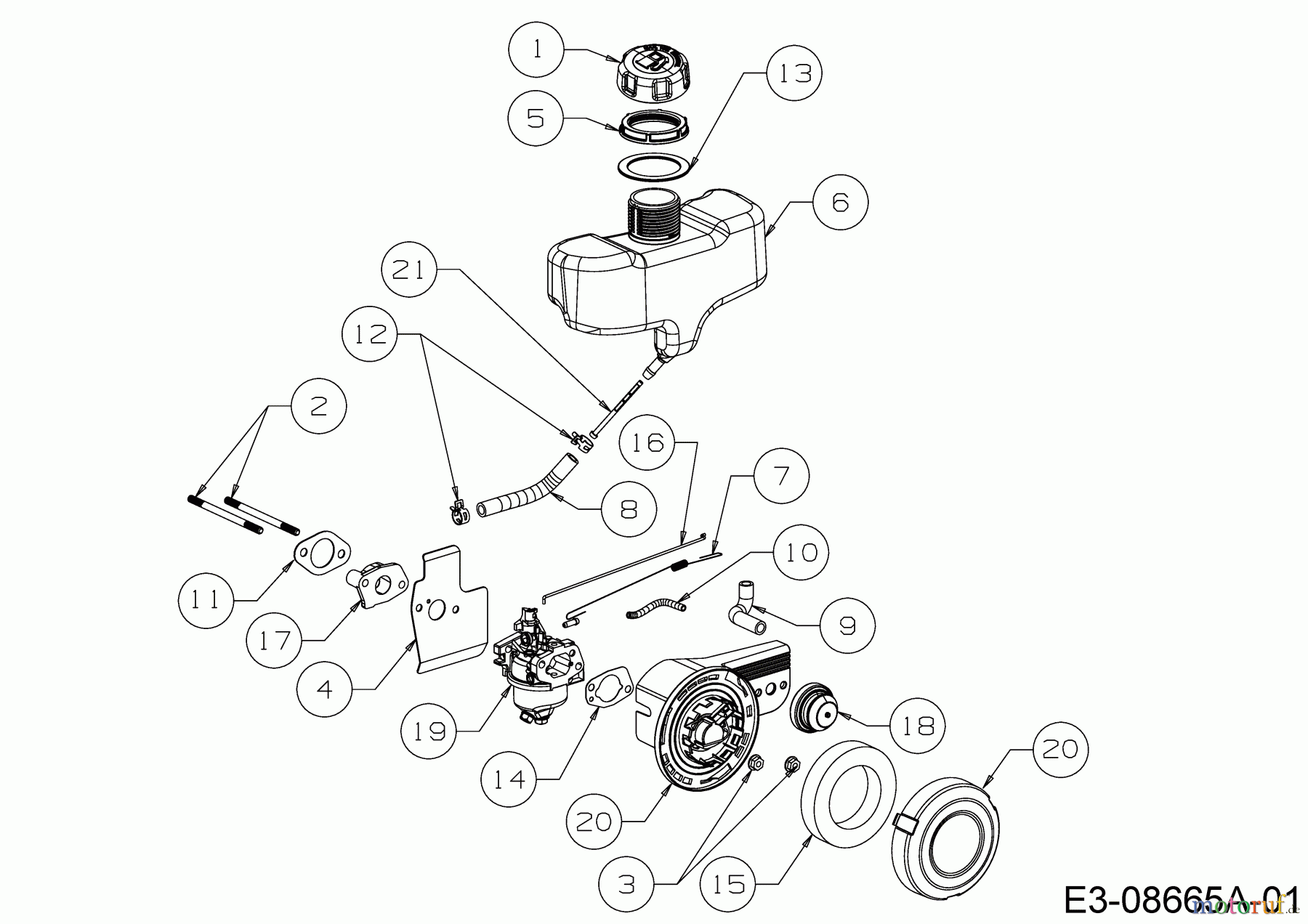  MTD-Motoren Vertikal 1T65RHB 752Z1T65RHB  (2017) Luftfilter, Tank, Vergaser
