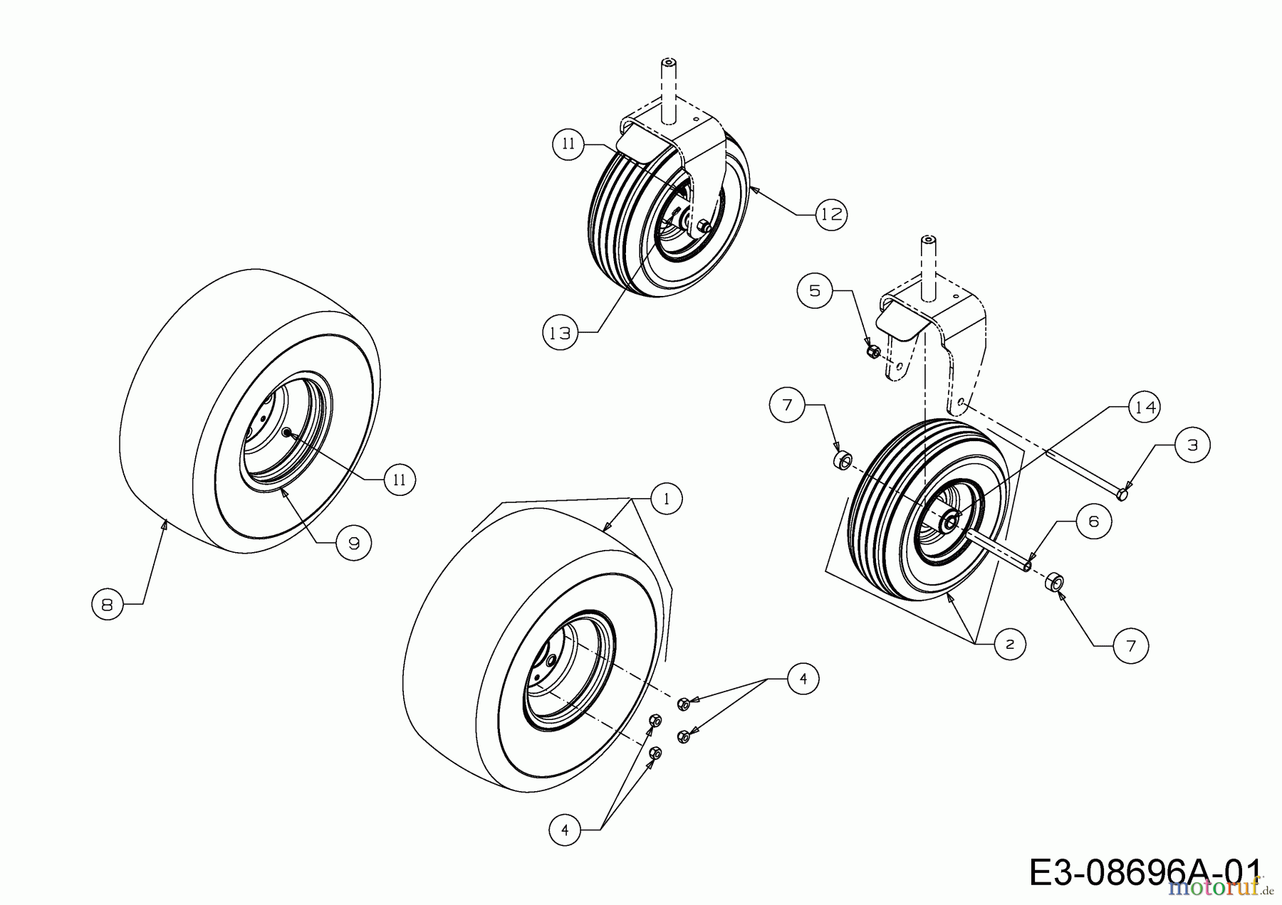 Cub Cadet Zero Turn Z-Force S 54 17AI5GHC010 (2014) Räder 13x5-6 + 20x10-8