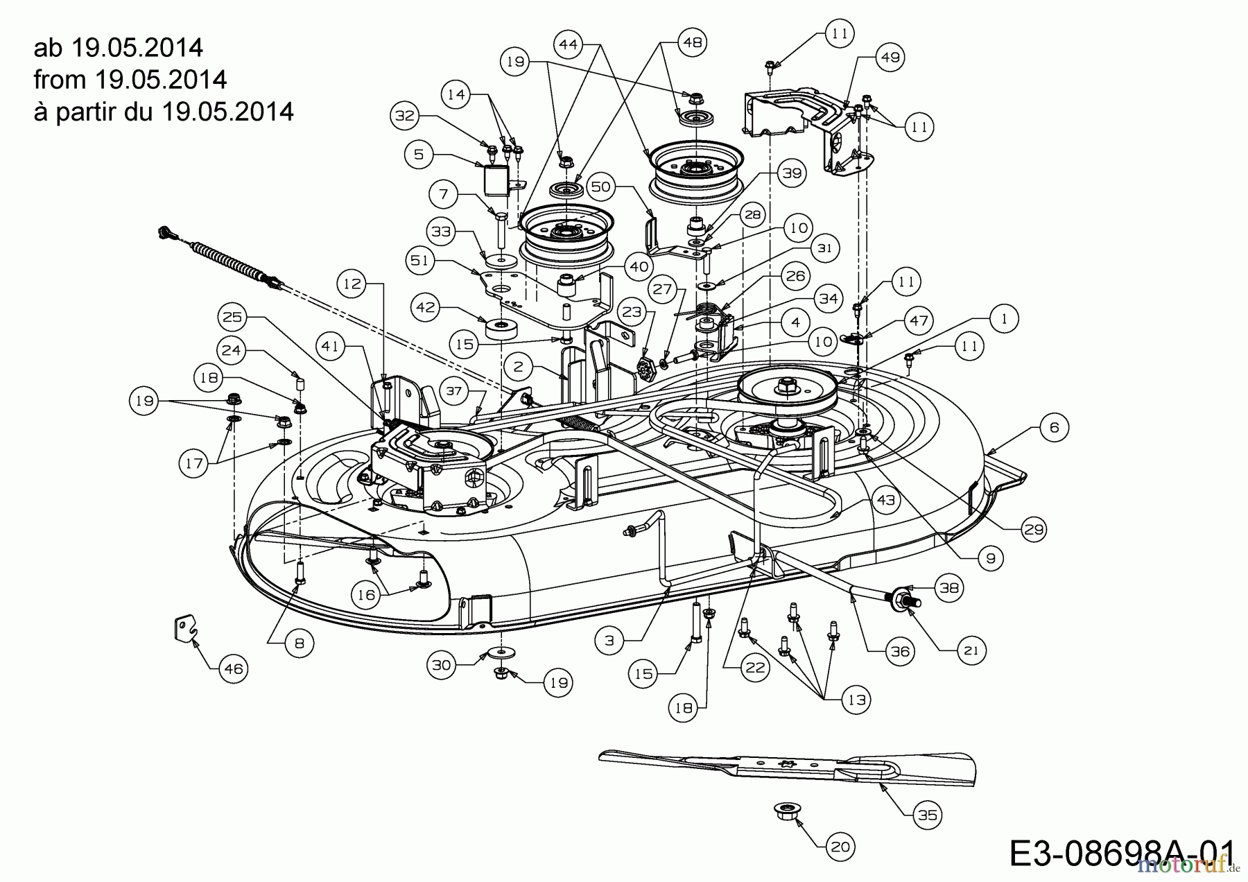MTD Rasentraktoren 15.5/42 13AM775S308 (2014) Mähwerk S (42