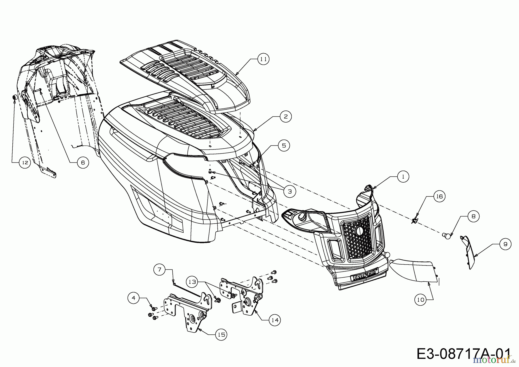 Troy-Bilt Rasentraktoren Horse XP 46 13AX79KT309  (2017) Motorhaube K-Style