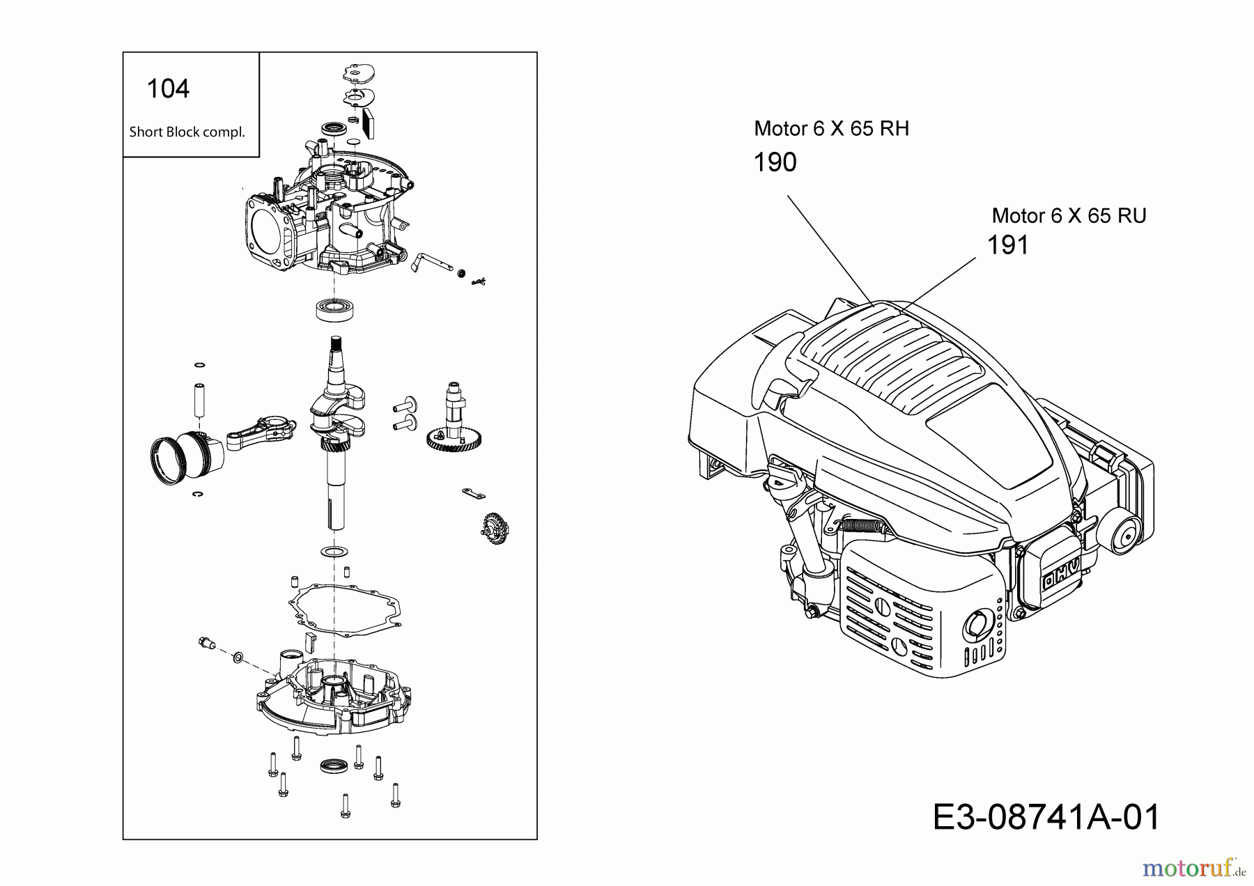  MTD-Motoren Vertikal 6X65RU 752Z6X65RU  (2014) Motor, Shortblock