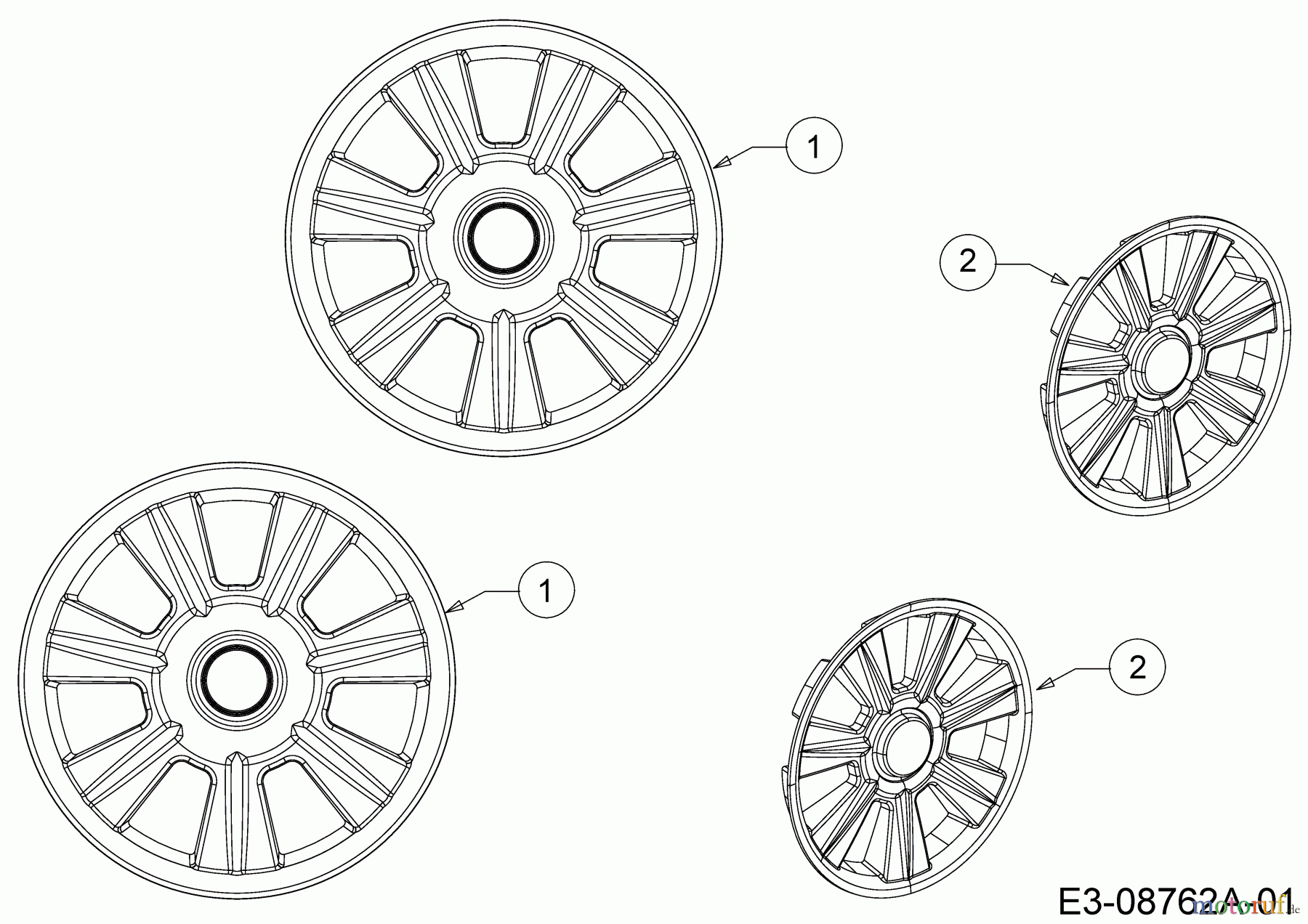 Wingart Motormäher mit Antrieb BR 1553 RA 12A-PH5L601 (2016) Radkappen