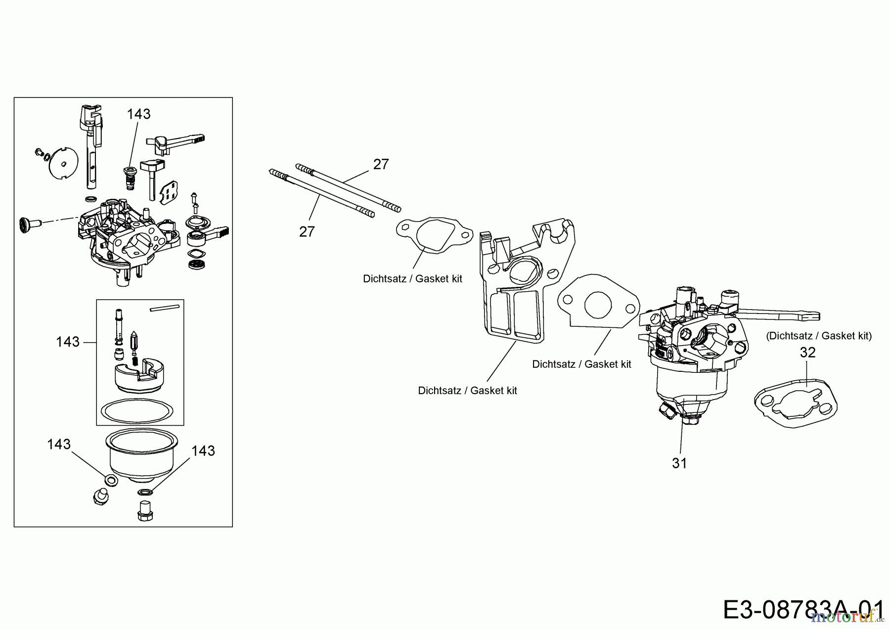 MTD-Motoren MTD horizontal 170-DH 752Z170-DH (2014) Vergaser